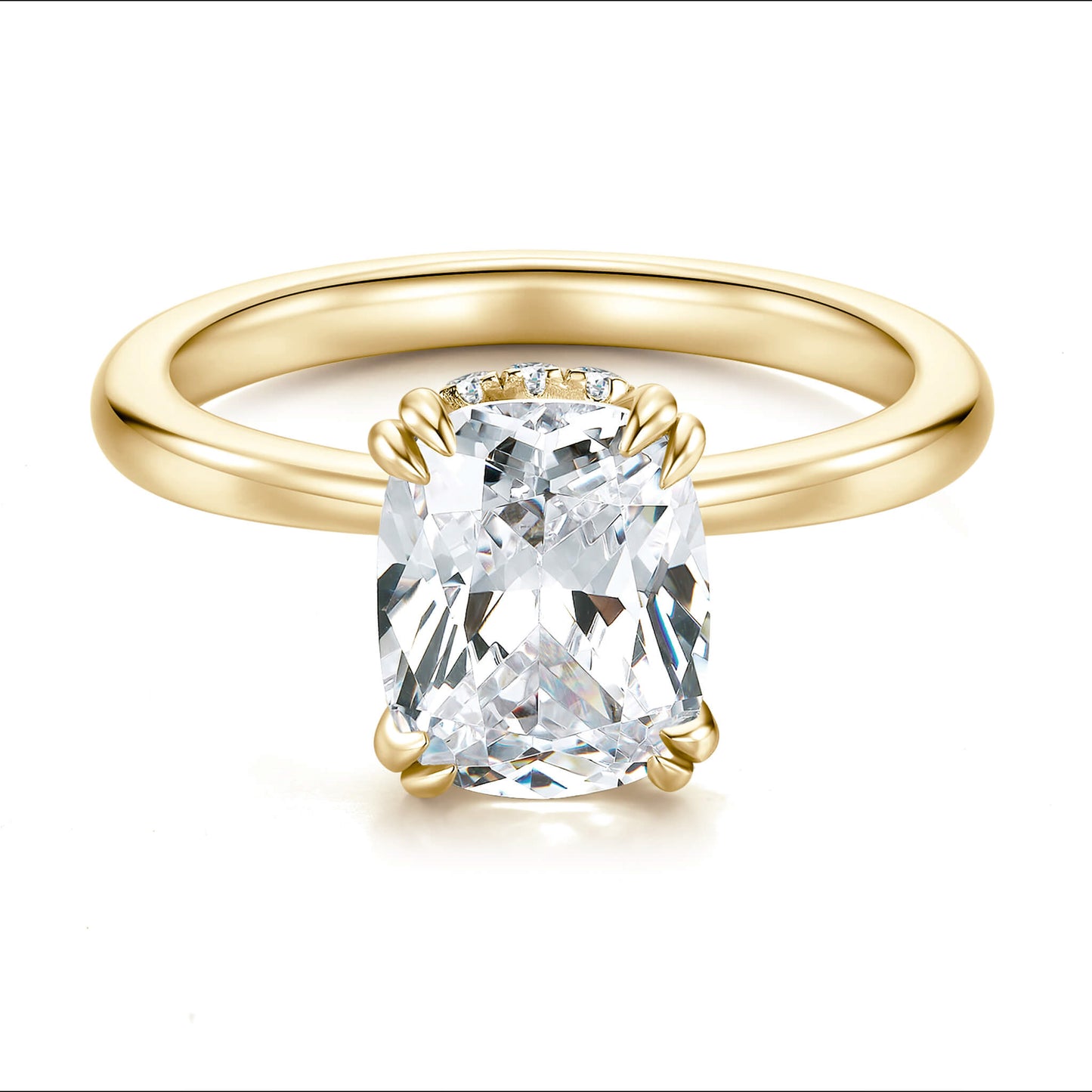 Hidden Halo Radiant Lab Diamond Ring in 18K Yellow Gold - Neoshine