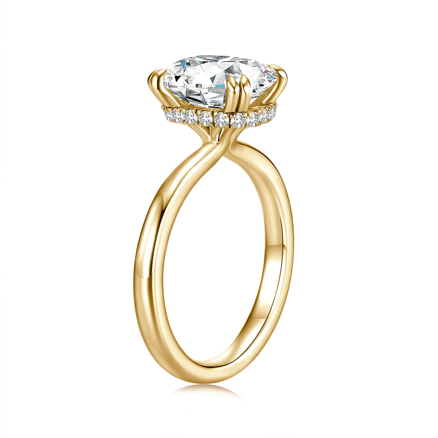 Hidden Halo Radiant Lab Diamond Ring in 18K Yellow Gold - Neoshine