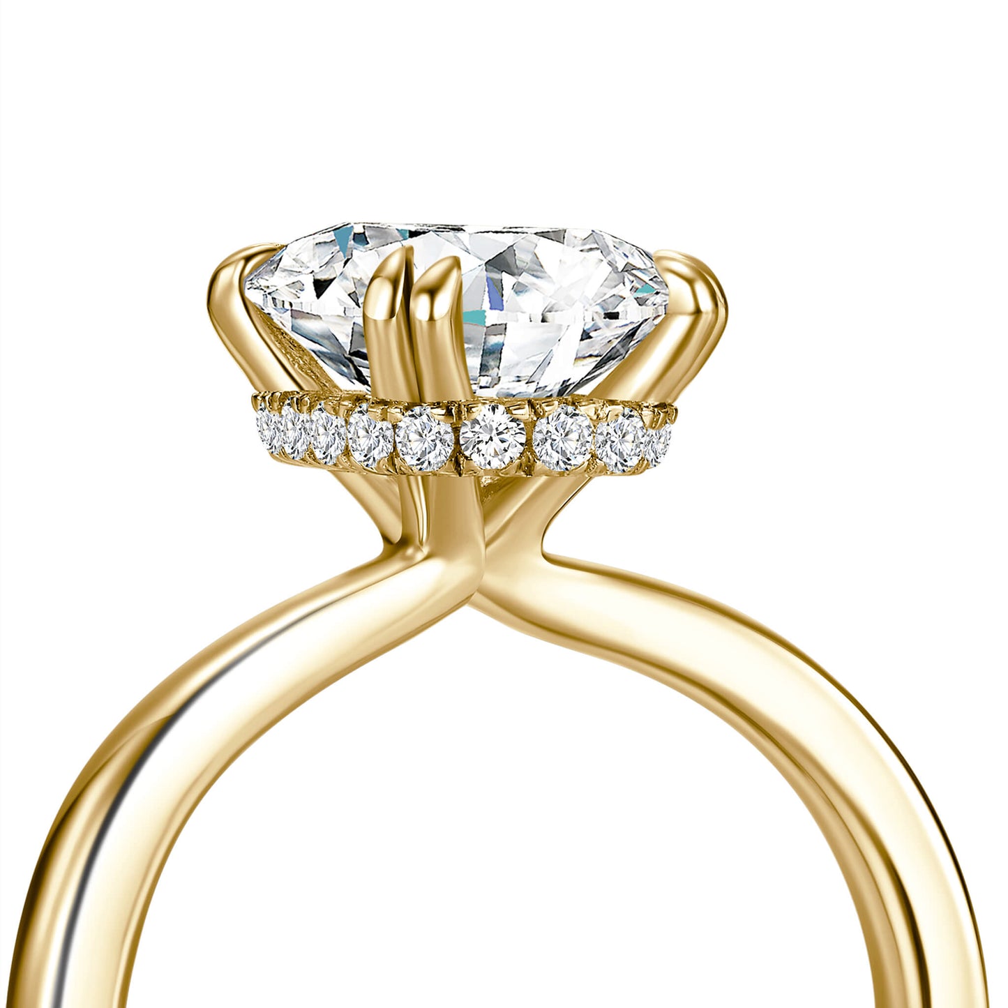 Hidden Halo Radiant Lab Diamond Ring in 18K Yellow Gold - Neoshine