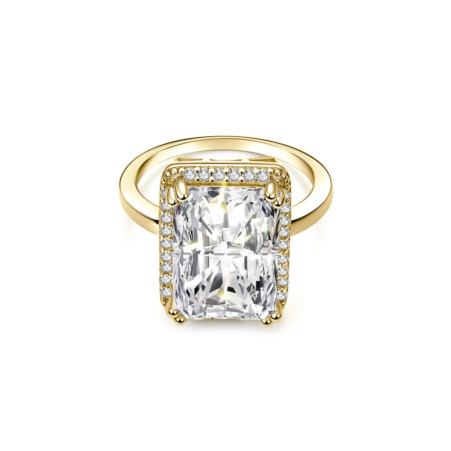 Halo Radiant Lab Diamond Ring in 18K Yellow Gold - Neoshine