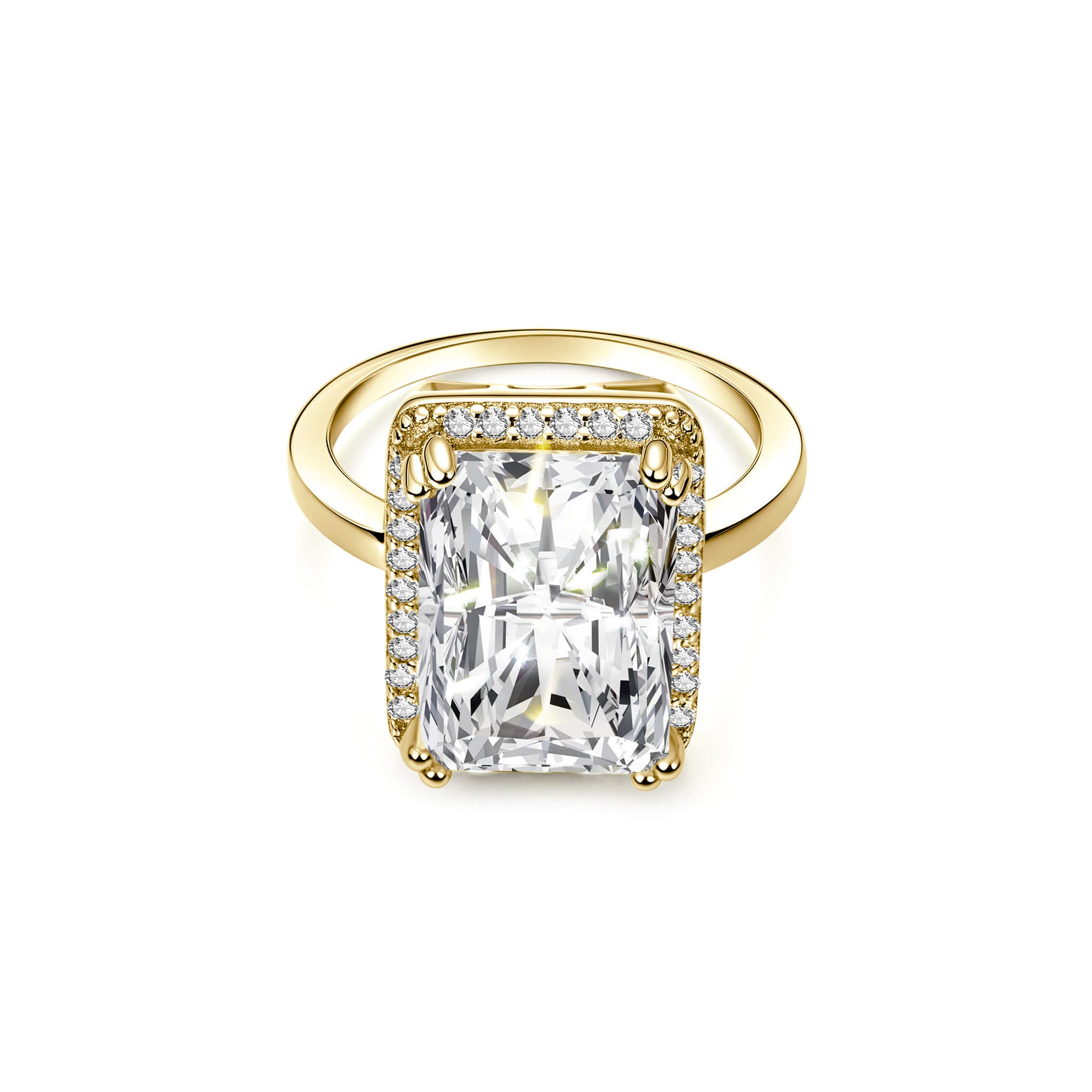 Halo Radiant Lab Diamond Ring in 14K Yellow Gold