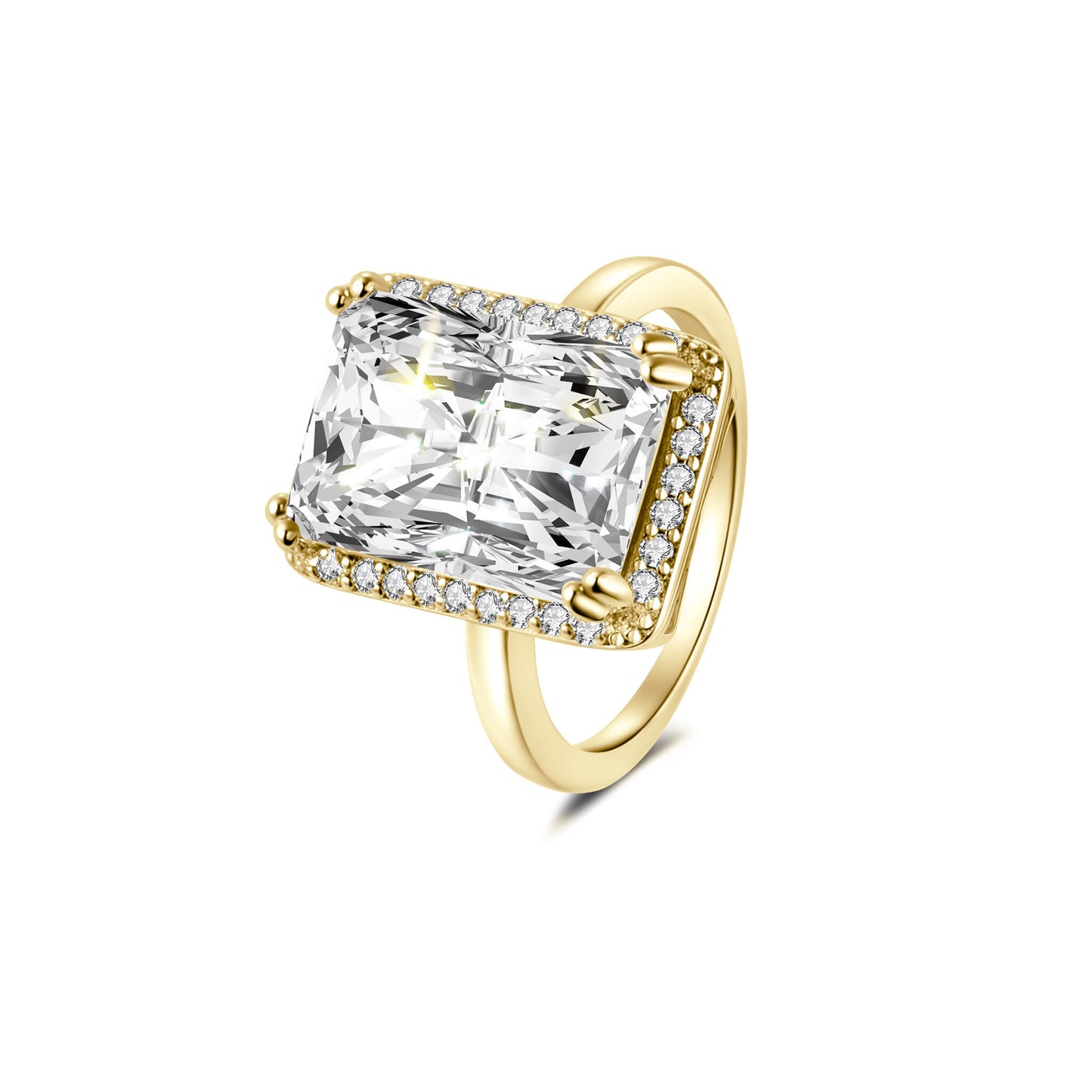 Halo Radiant Lab Diamond Ring in 18K Yellow Gold - Neoshine