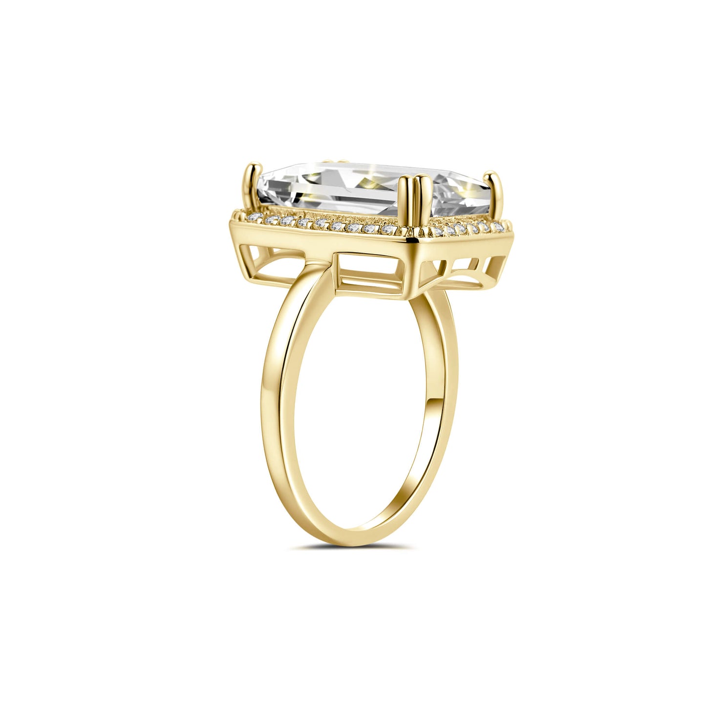 Halo Radiant Lab Diamond Ring in 18K Yellow Gold - Neoshine