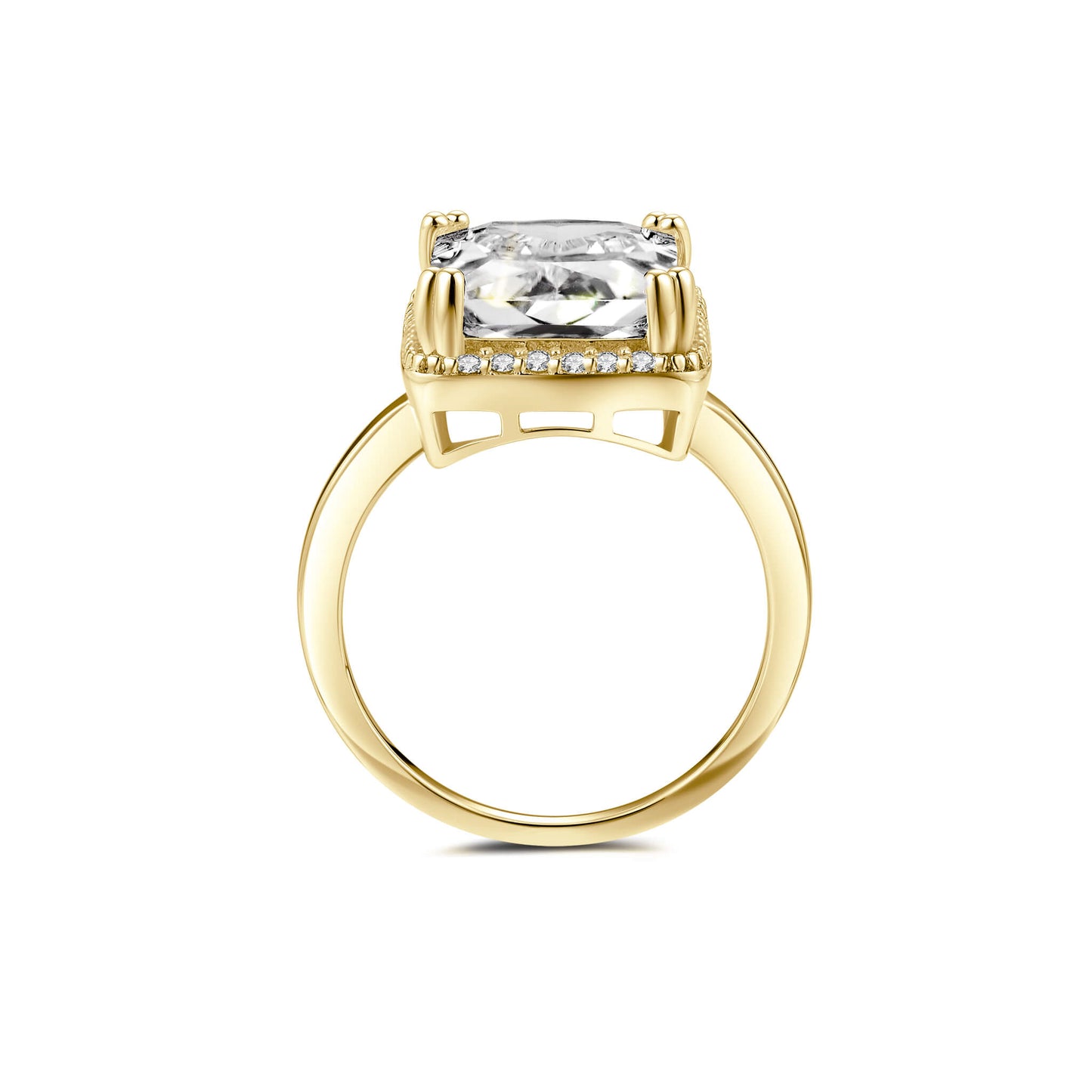 Halo Radiant Lab Diamond Ring in 18K Yellow Gold - Neoshine