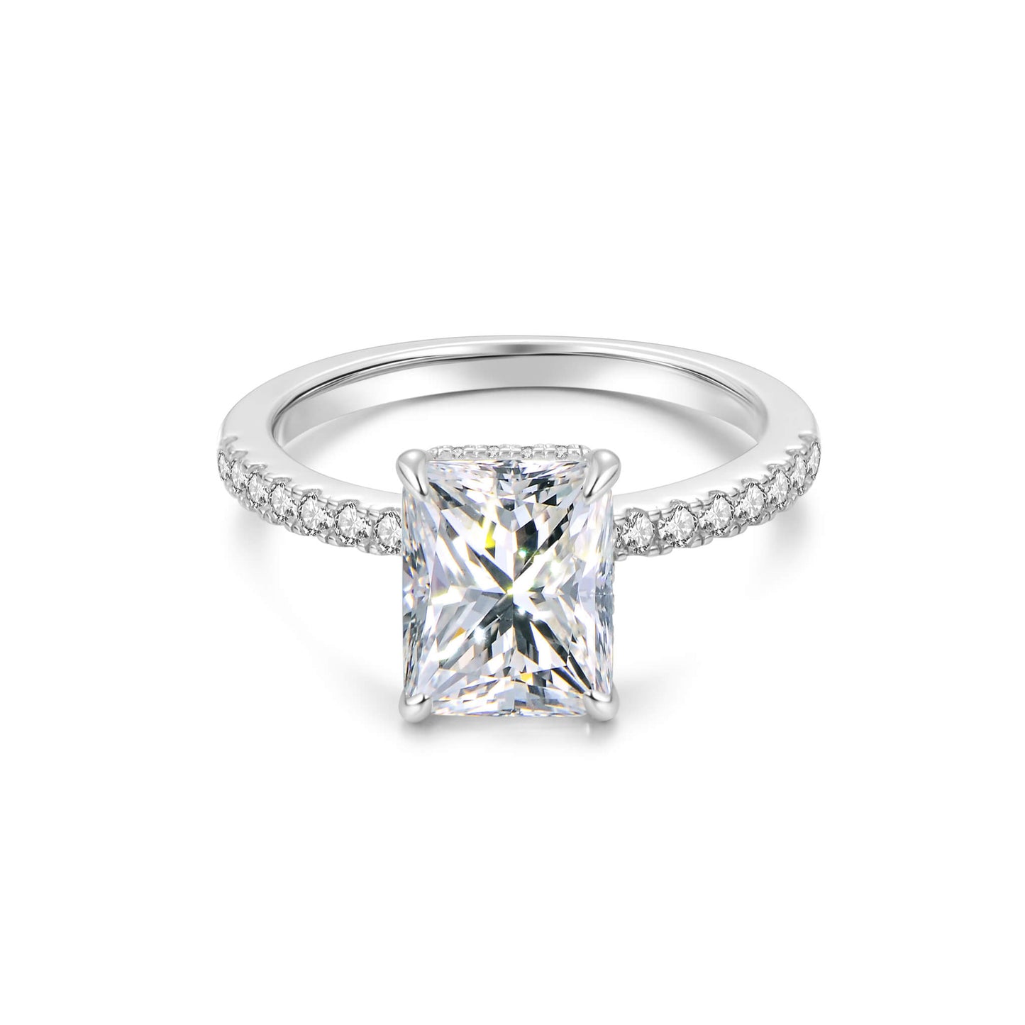 Hidden Halo Radiant Lab Diamond Ring in Platinum - Neoshine