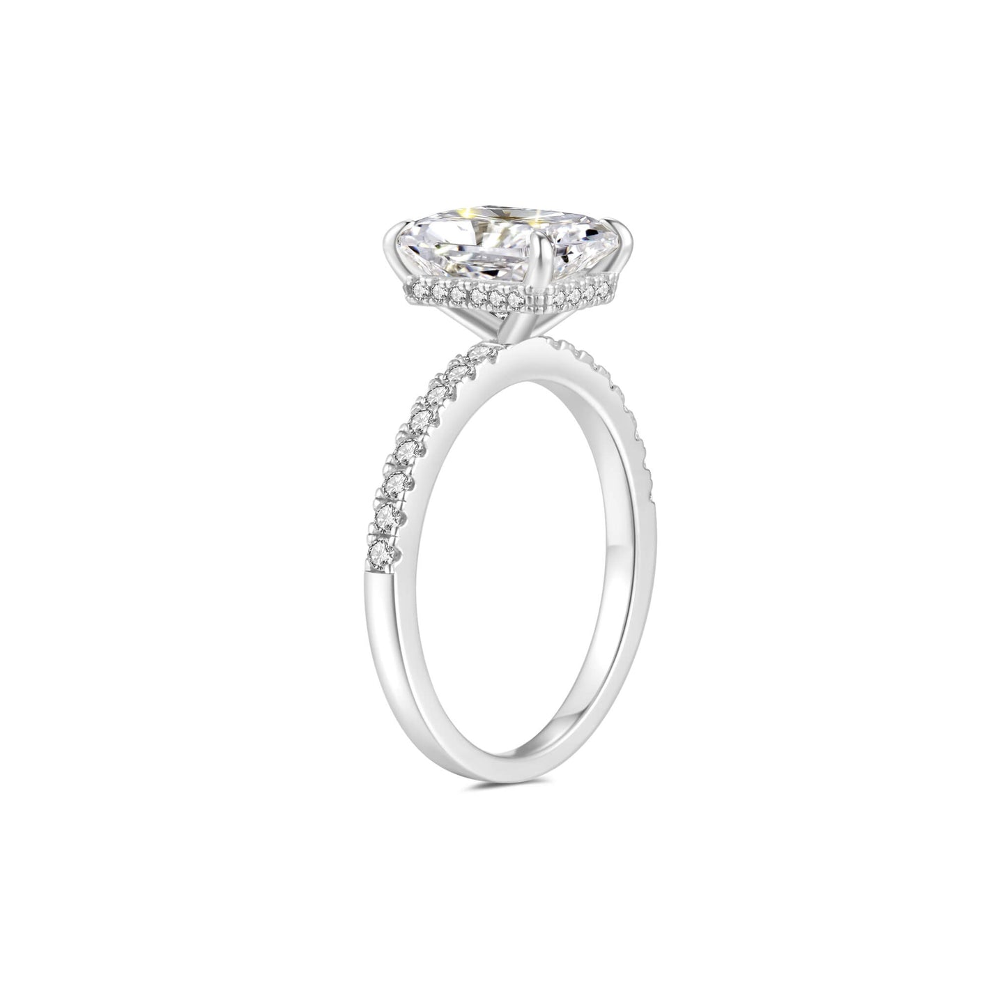 Hidden Halo Radiant Lab Diamond Ring in Platinum - Neoshine