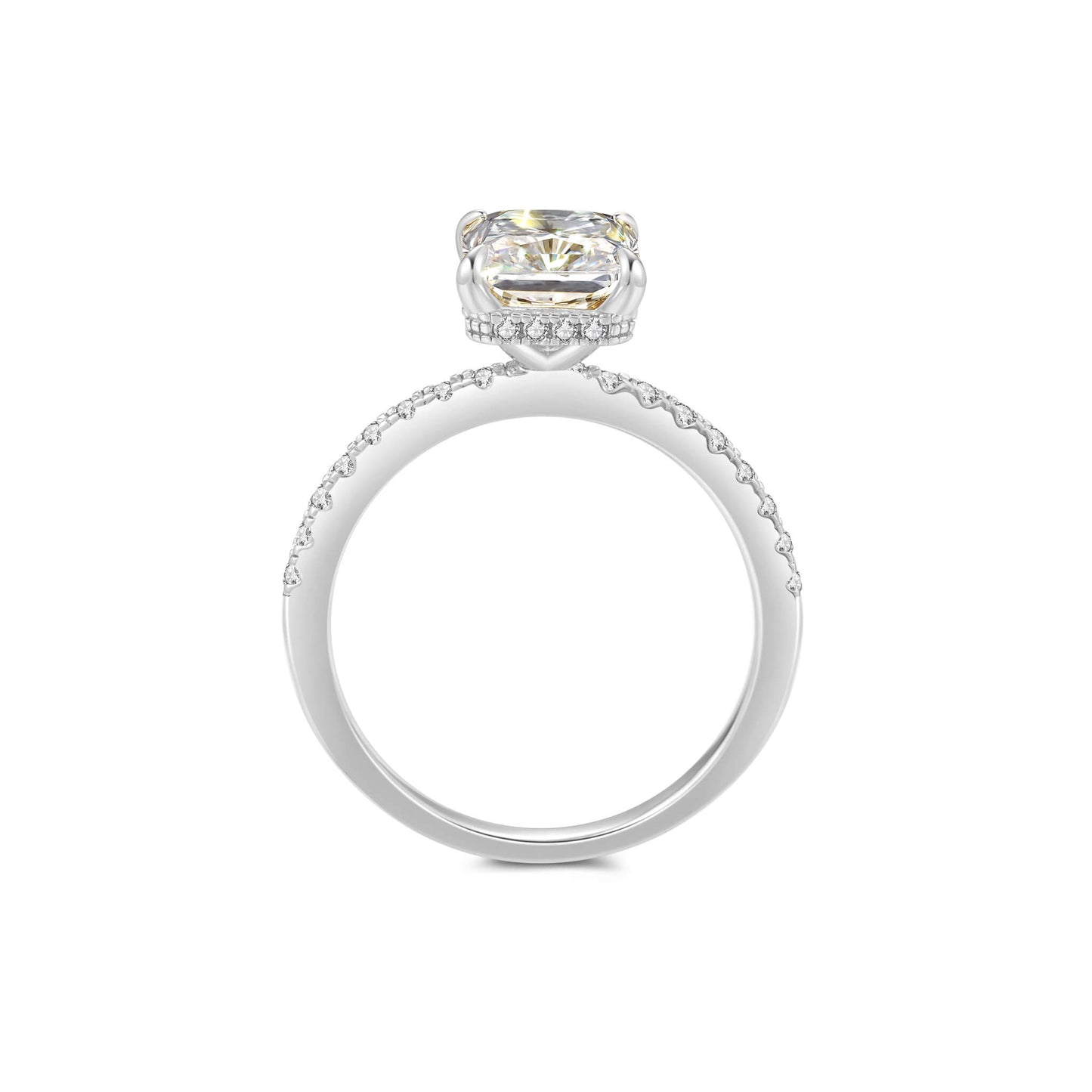Hidden Halo Radiant Lab Diamond Ring in Platinum - Neoshine