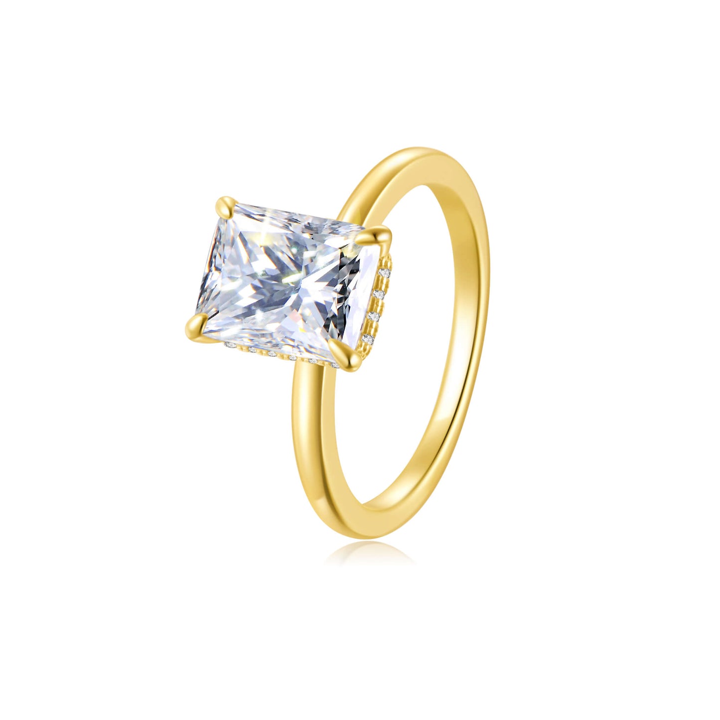 Hidden Halo Radiant Lab Diamond Ring in 18K Yellow Gold - Neoshine