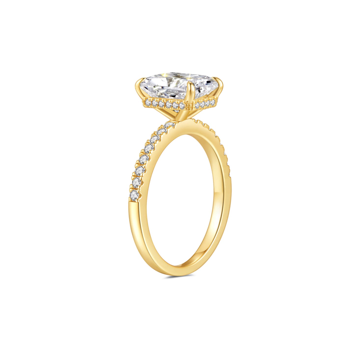 Hidden Halo Radiant Lab Diamond Ring in 18K Yellow Gold - Neoshine