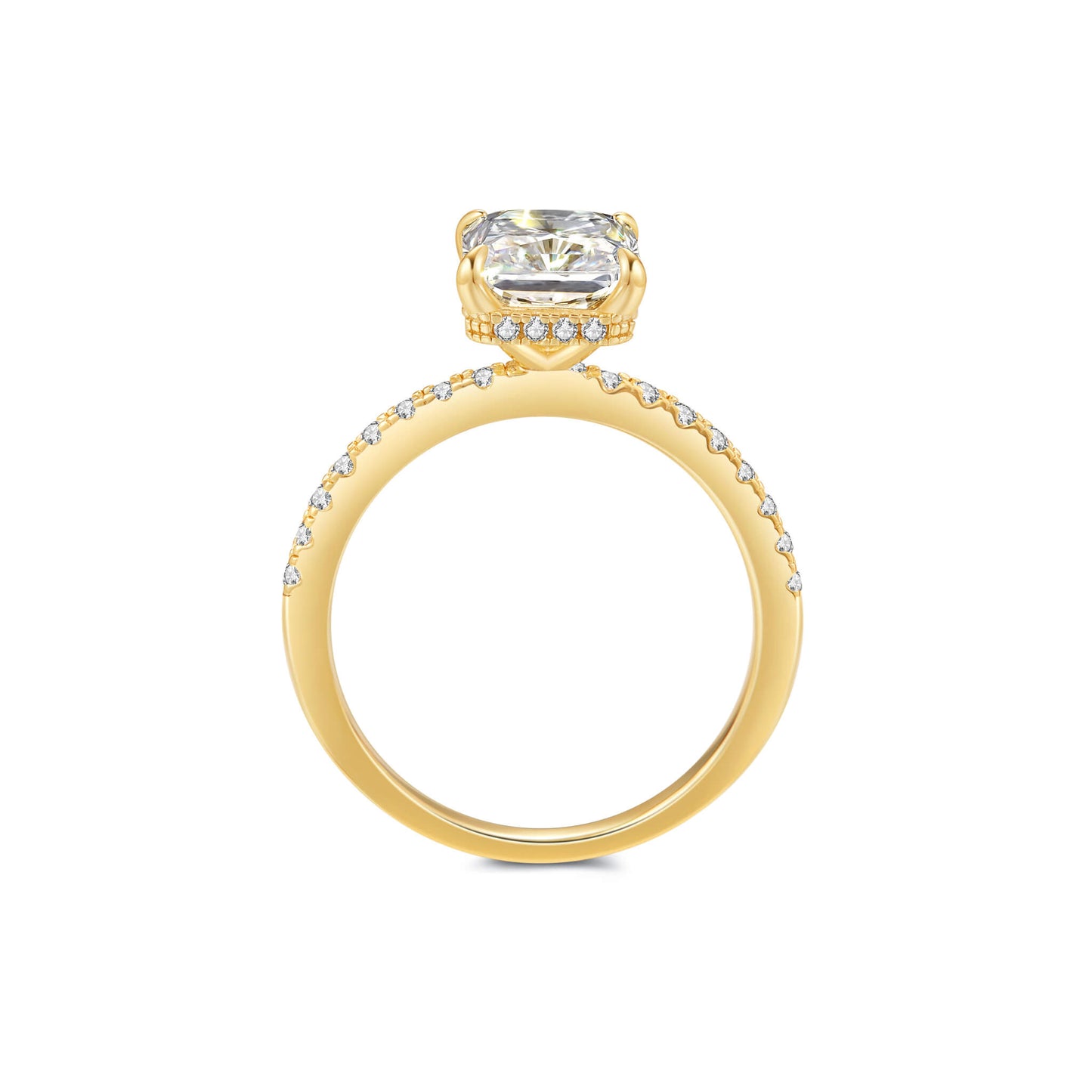 Hidden Halo Radiant Lab Diamond Ring in 18K Yellow Gold - Neoshine