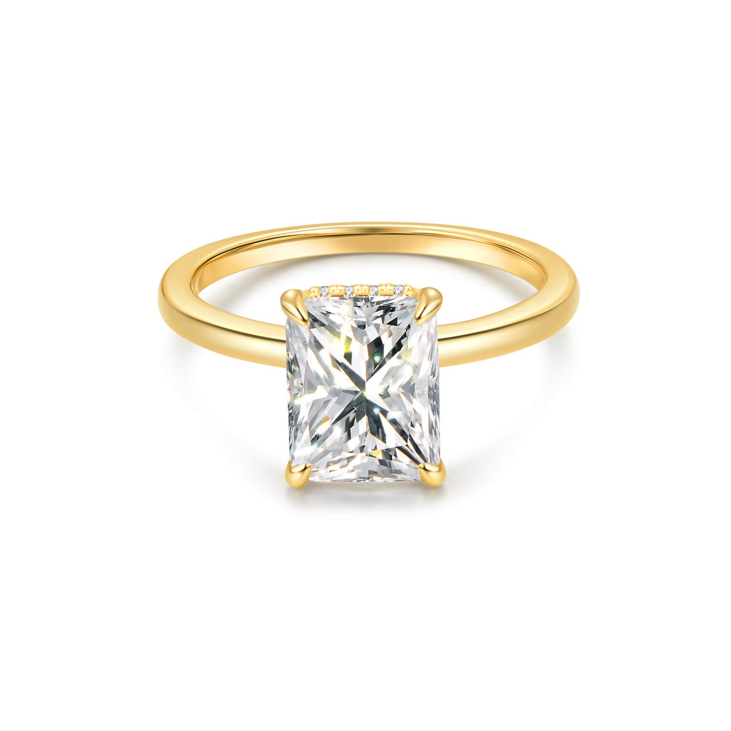 Hidden Halo Radiant Lab Diamond Ring in 18K Yellow Gold - Neoshine