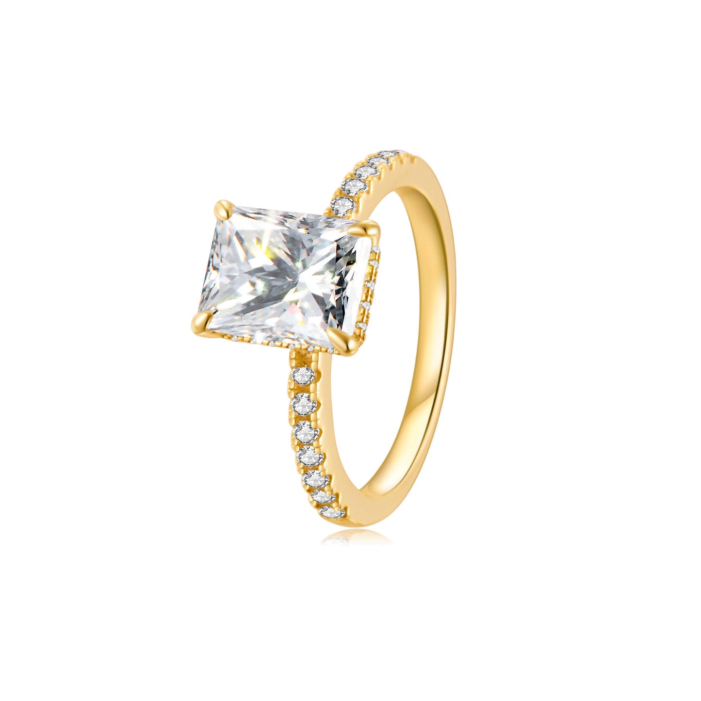 Hidden Halo Radiant Lab Diamond Ring in 18K Yellow Gold - Neoshine