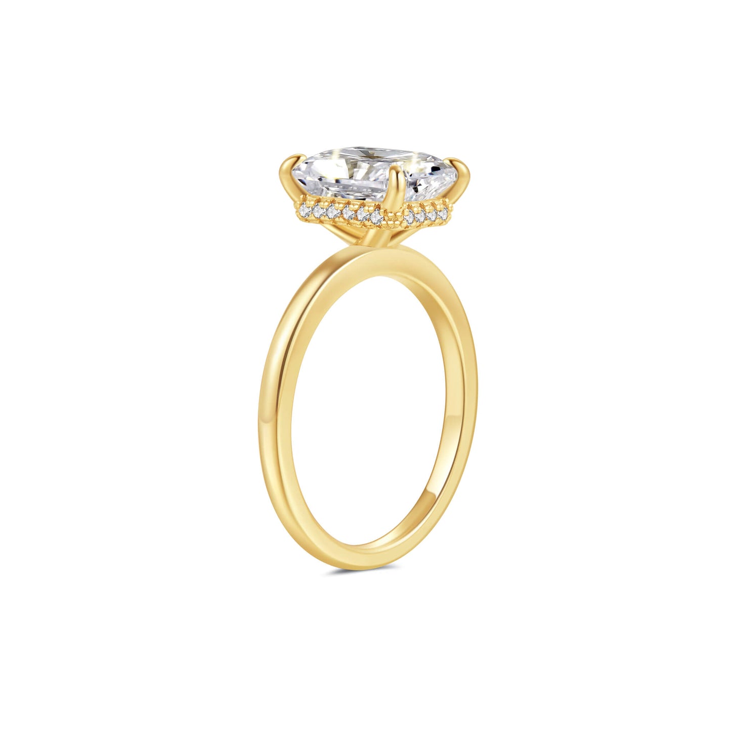 Hidden Halo Radiant Lab Diamond Ring in 18K Yellow Gold - Neoshine