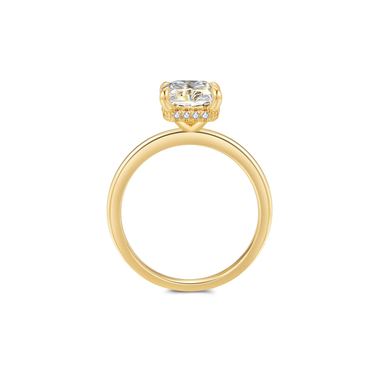 Hidden Halo Radiant Lab Diamond Ring in 18K Yellow Gold - Neoshine