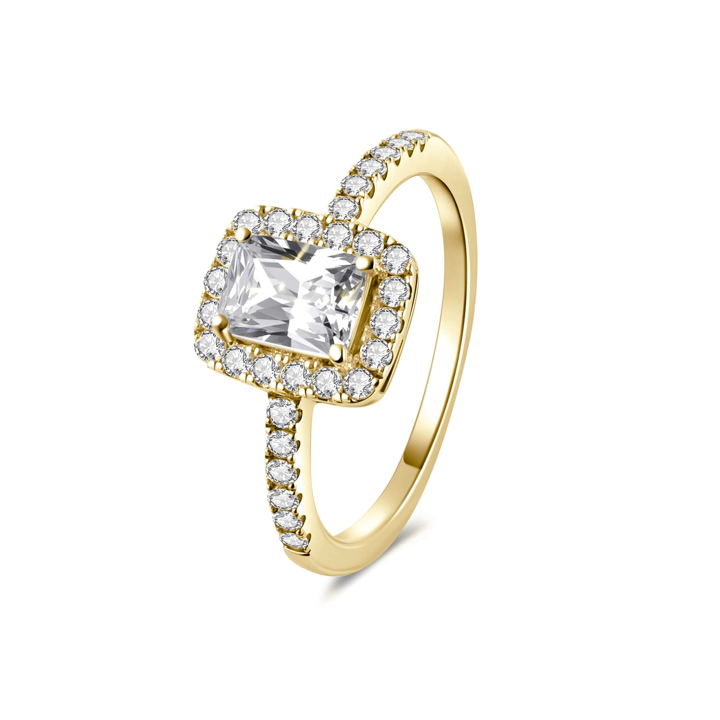 Hidden Halo Radiant Lab Diamond Ring in 18K Yellow Gold - Neoshine