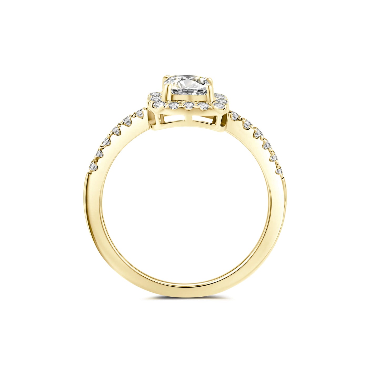 Hidden Halo Radiant Lab Diamond Ring in 18K Yellow Gold - Neoshine