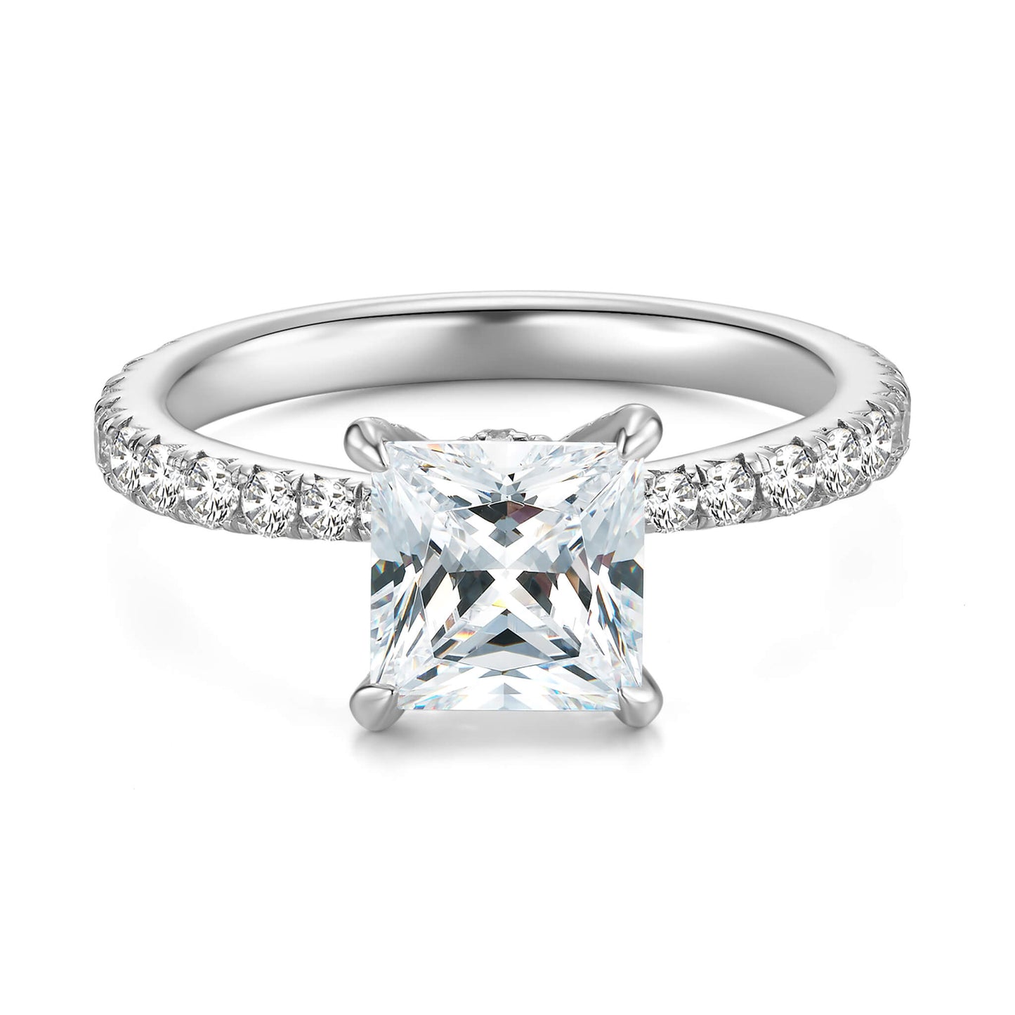 Solitaire Princess Lab Diamond Ring in Platinum - Neoshine