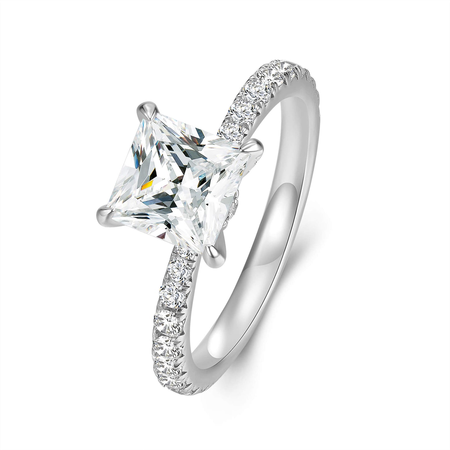 Solitaire Princess Lab Diamond Ring in Platinum - Neoshine