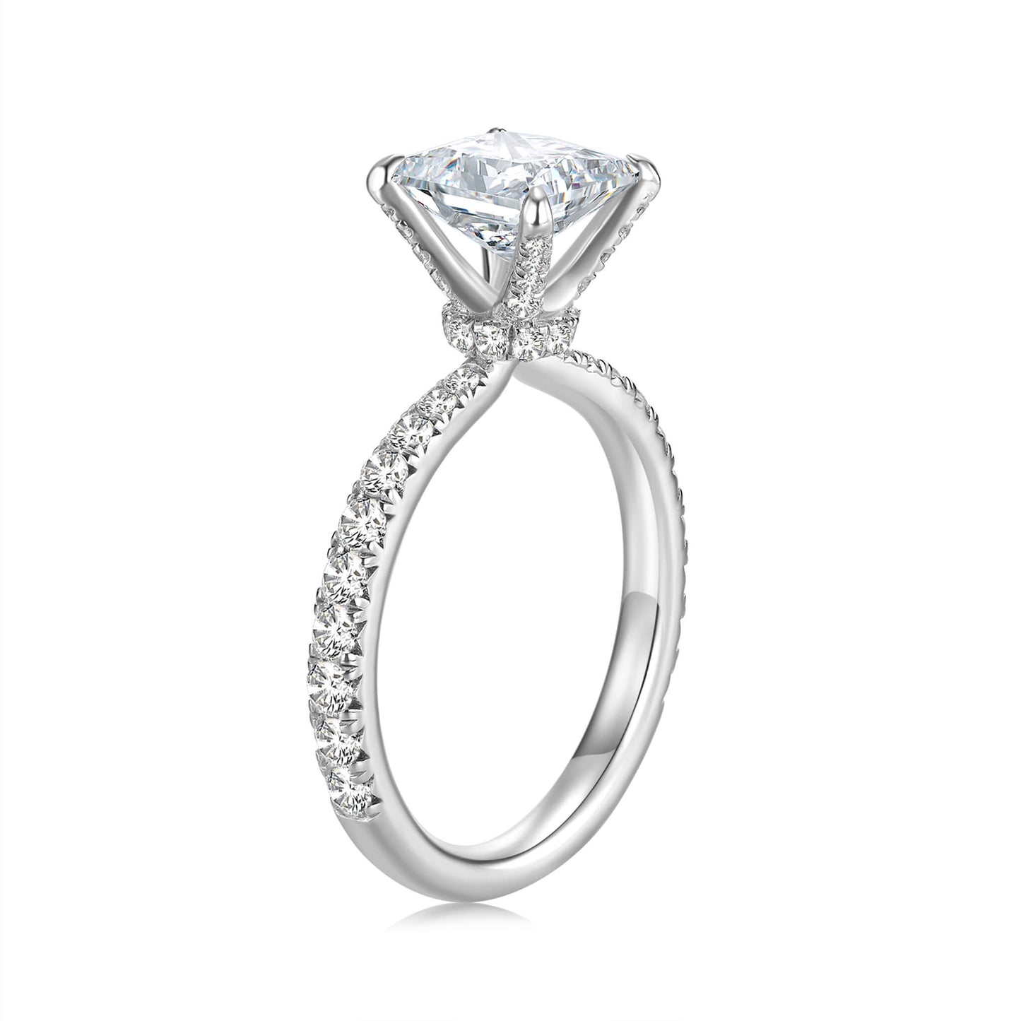 Solitaire Princess Lab Diamond Ring in 18K White Gold - Neoshine