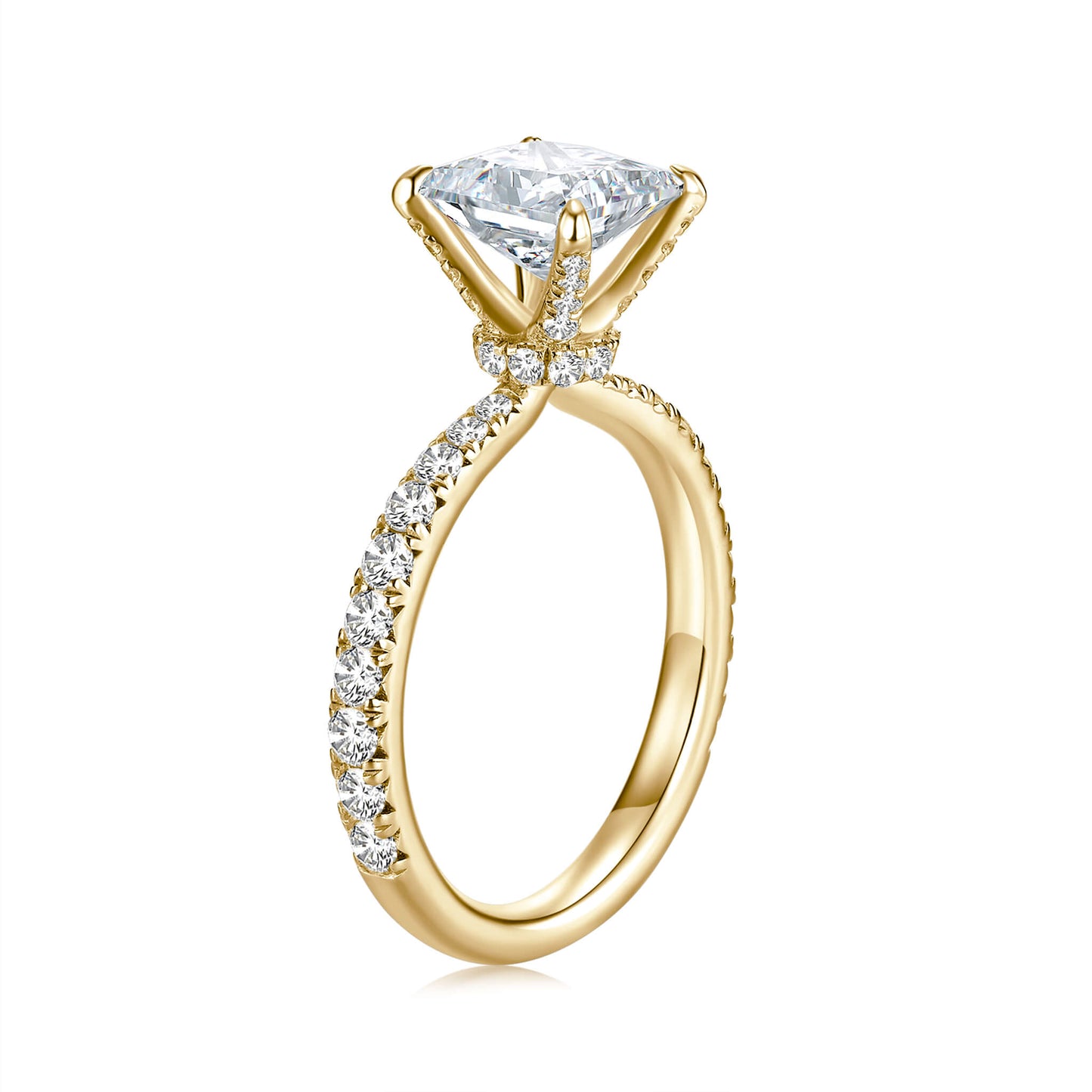 Solitaire Princess Lab Diamond Ring in 14K Yellow Gold - Neoshine