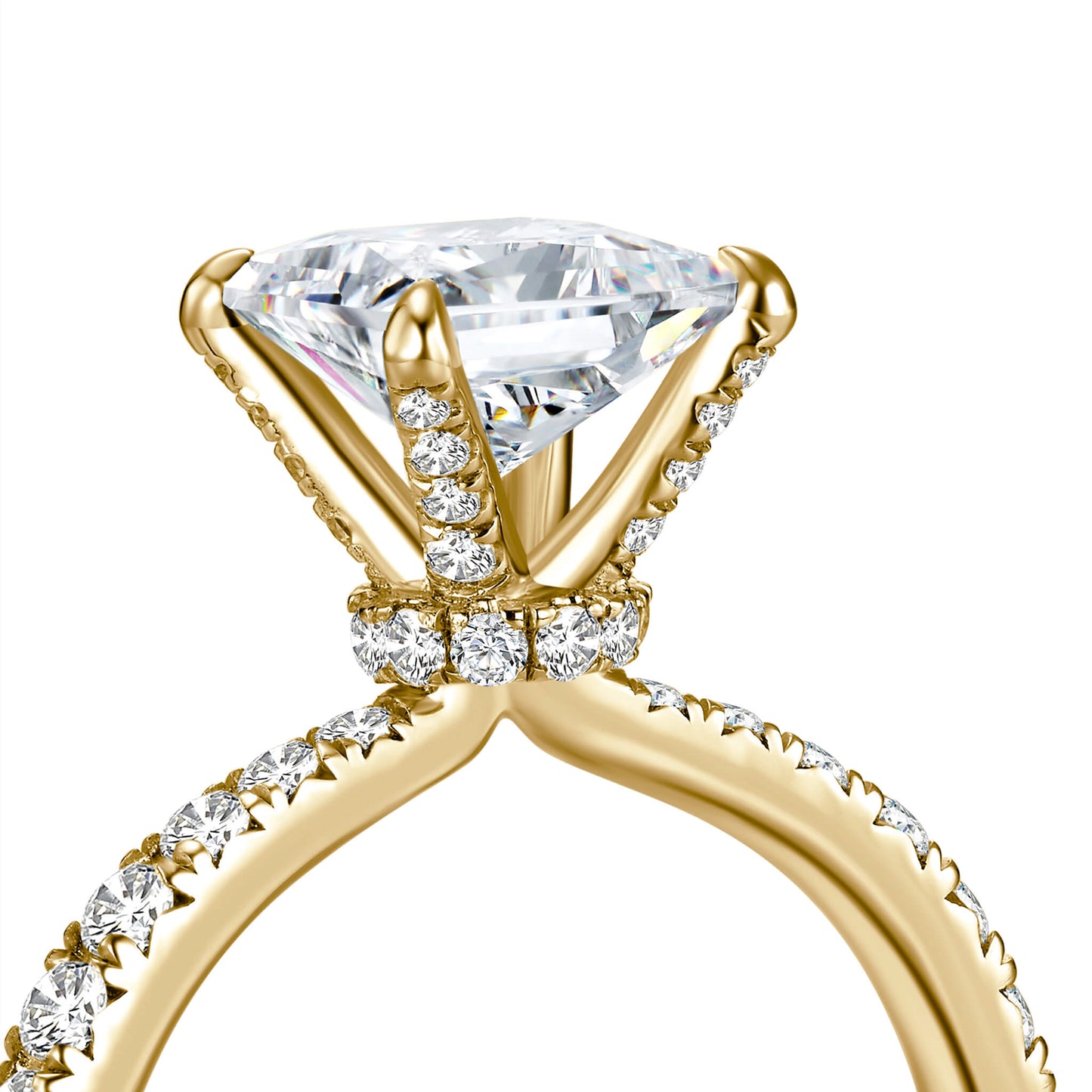 Solitaire Princess Lab Diamond Ring in 14K Yellow Gold - Neoshine