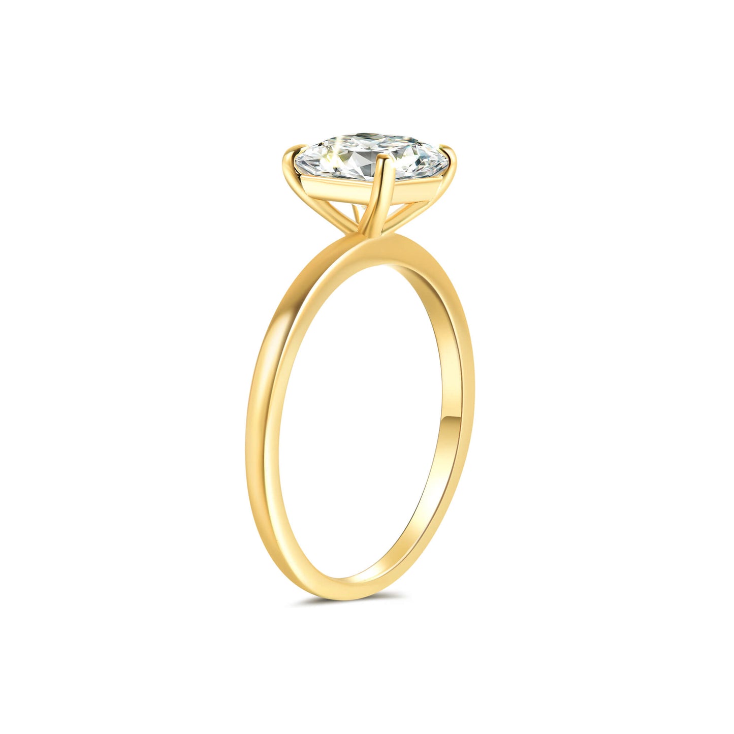 Solitaire Princess Lab Diamond Ring in 18K Yellow Gold - Neoshine