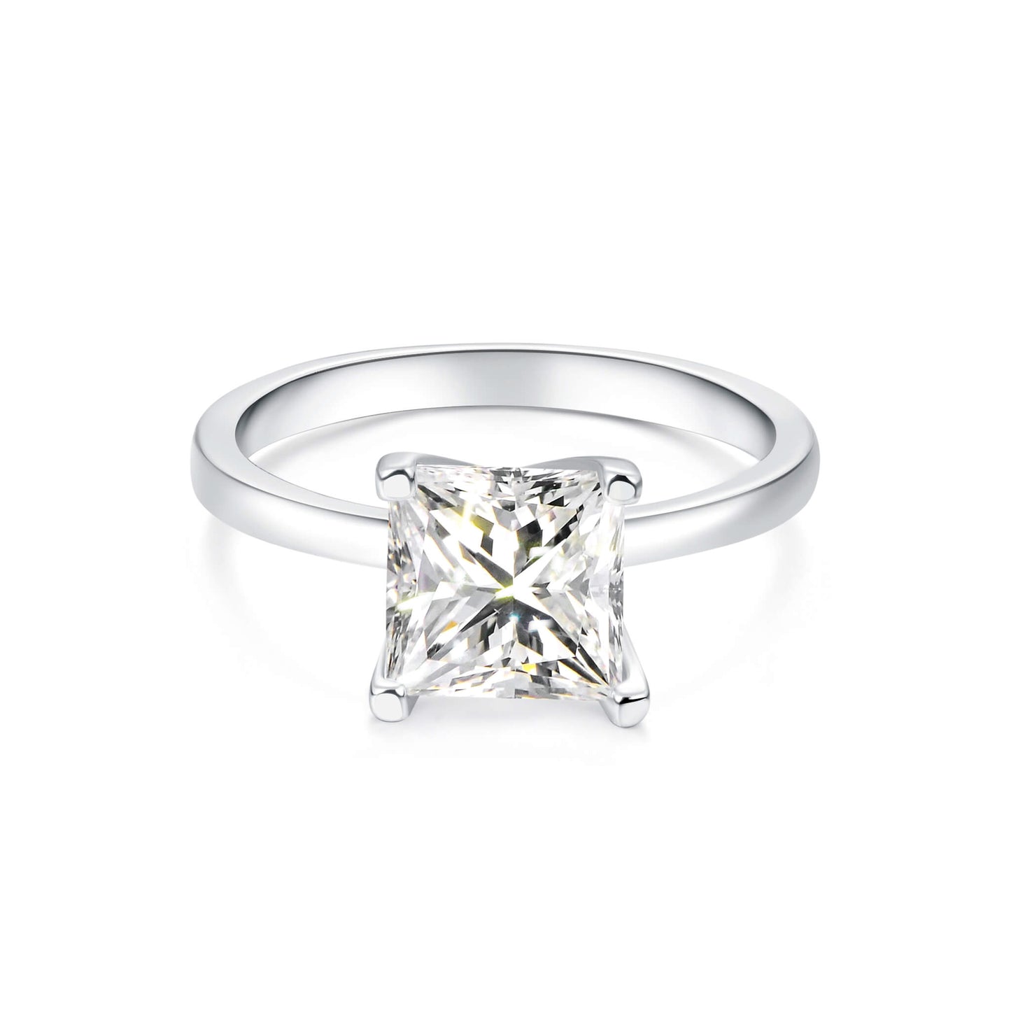 Solitaire Princess Lab Diamond Ring in Platinum - Neoshine