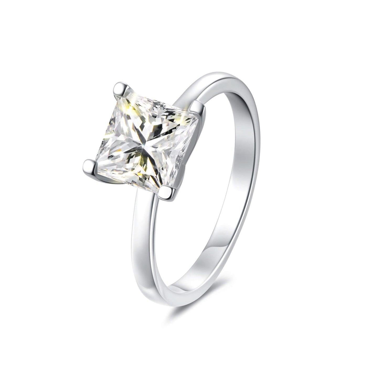 Solitaire Princess Lab Diamond Ring in Platinum - Neoshine