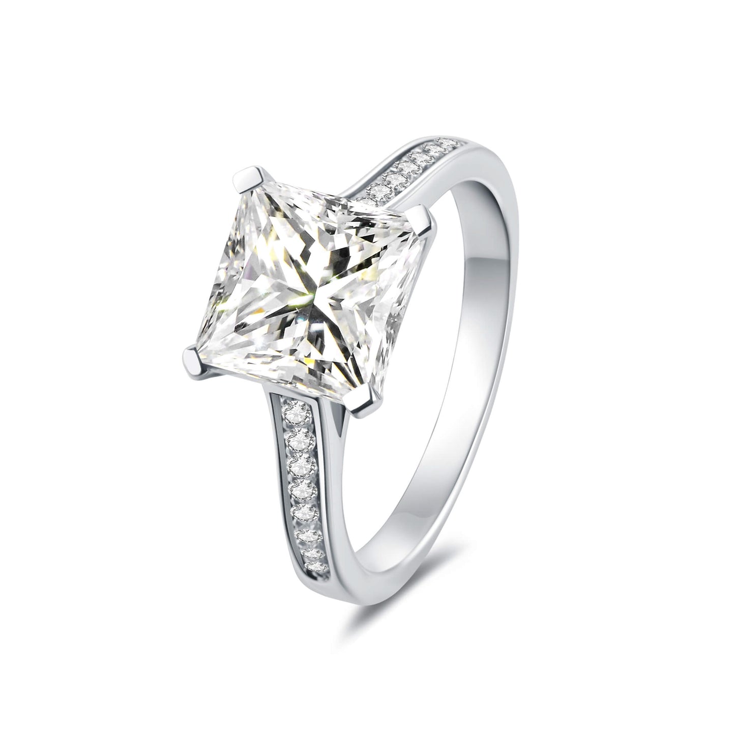 Solitaire Princess Lab Diamond Ring in Platinum - Neoshine
