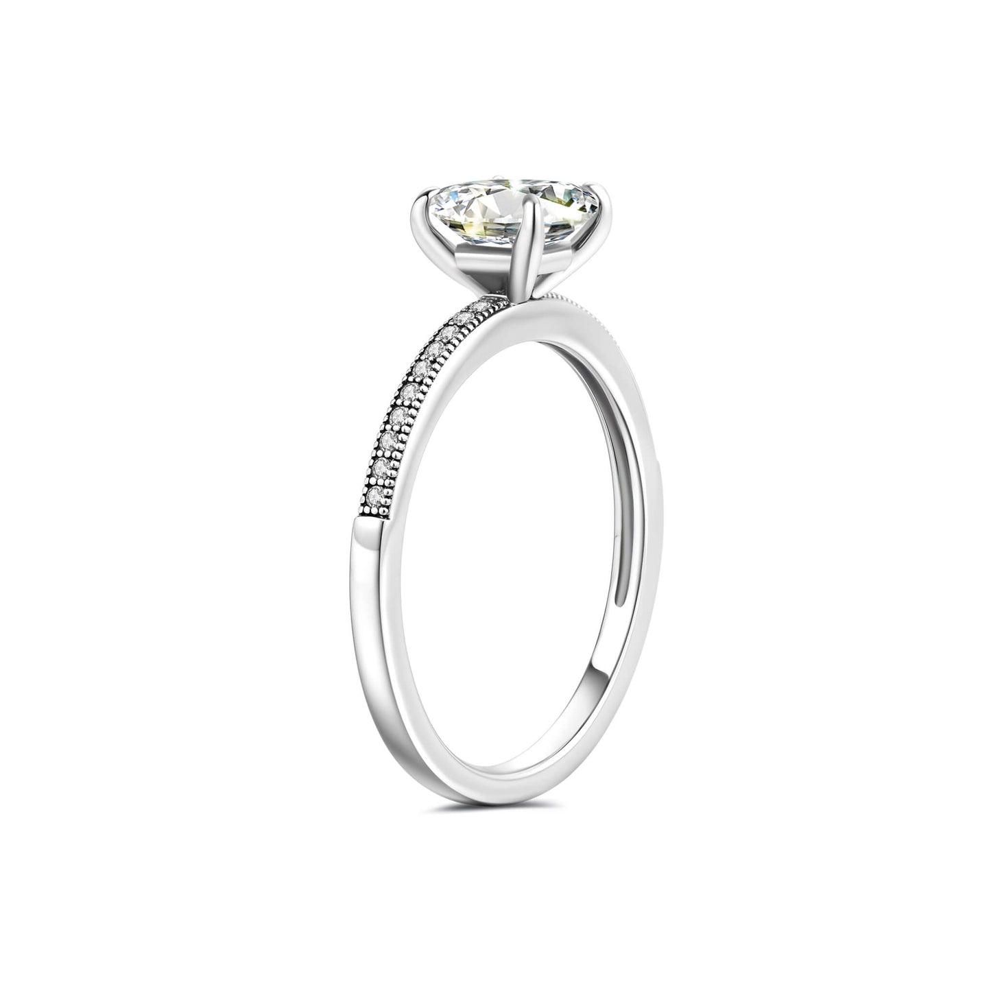 Solitaire Princess Lab Diamond Ring in Platinum Prong Setting - Neoshine