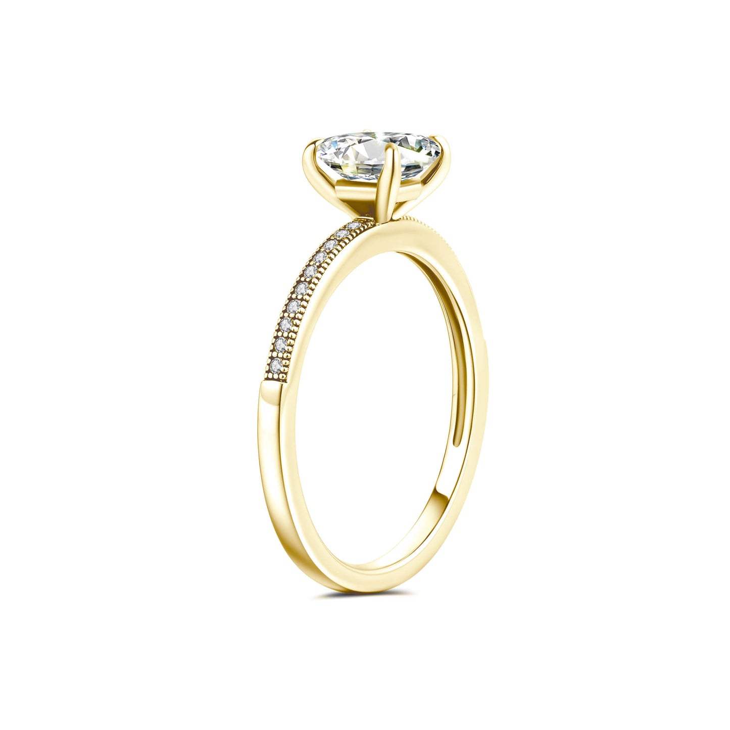 Solitaire Princess Lab Diamond Ring in 18K Yellow Gold - Neoshine