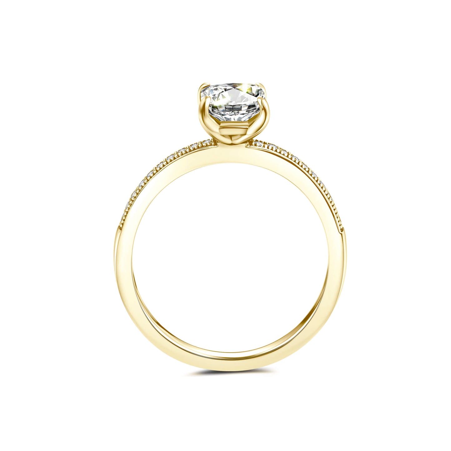 Solitaire Princess Lab Diamond Ring in 18K Yellow Gold - Neoshine