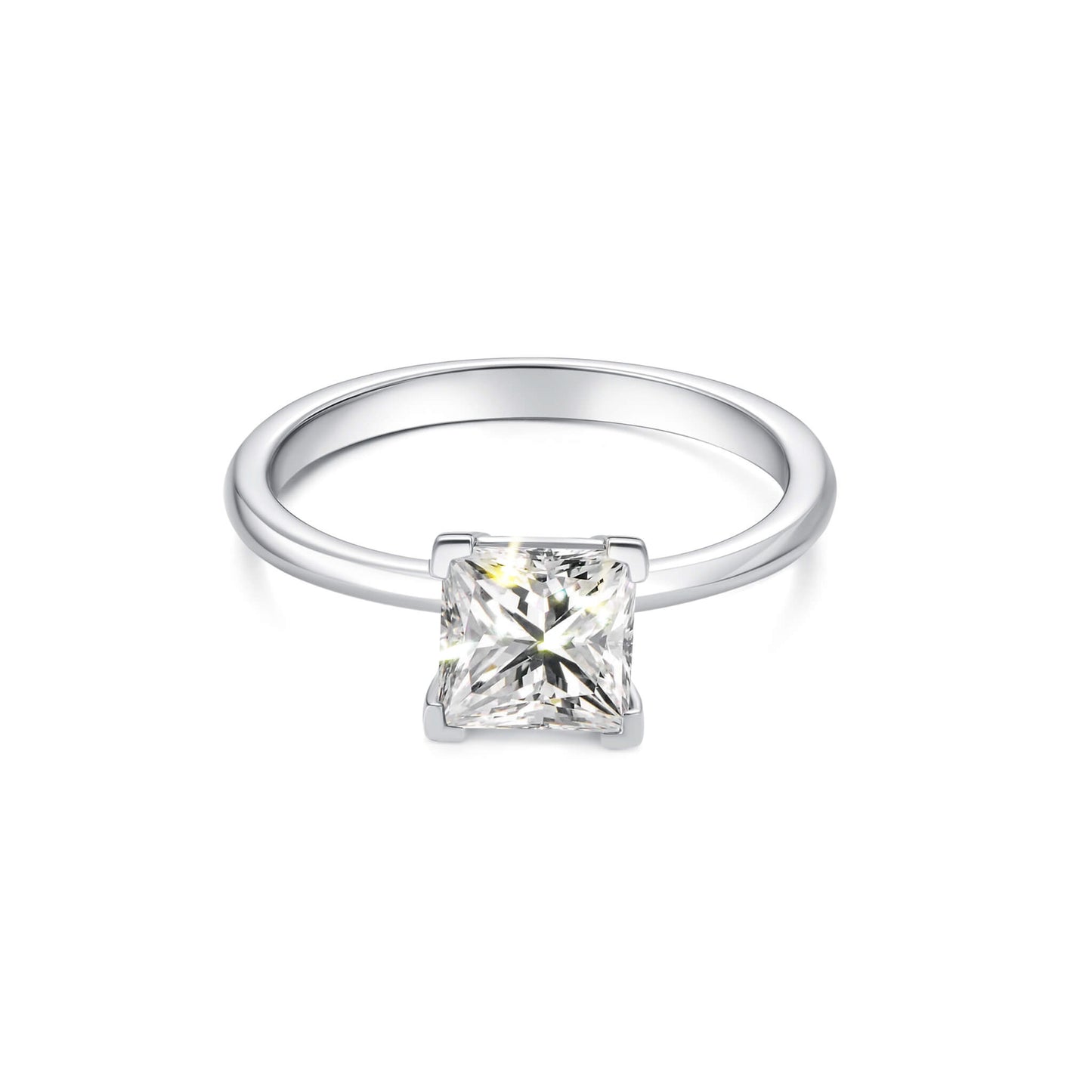 Solitaire Princess Lab Diamond Ring Platinum - Neoshine