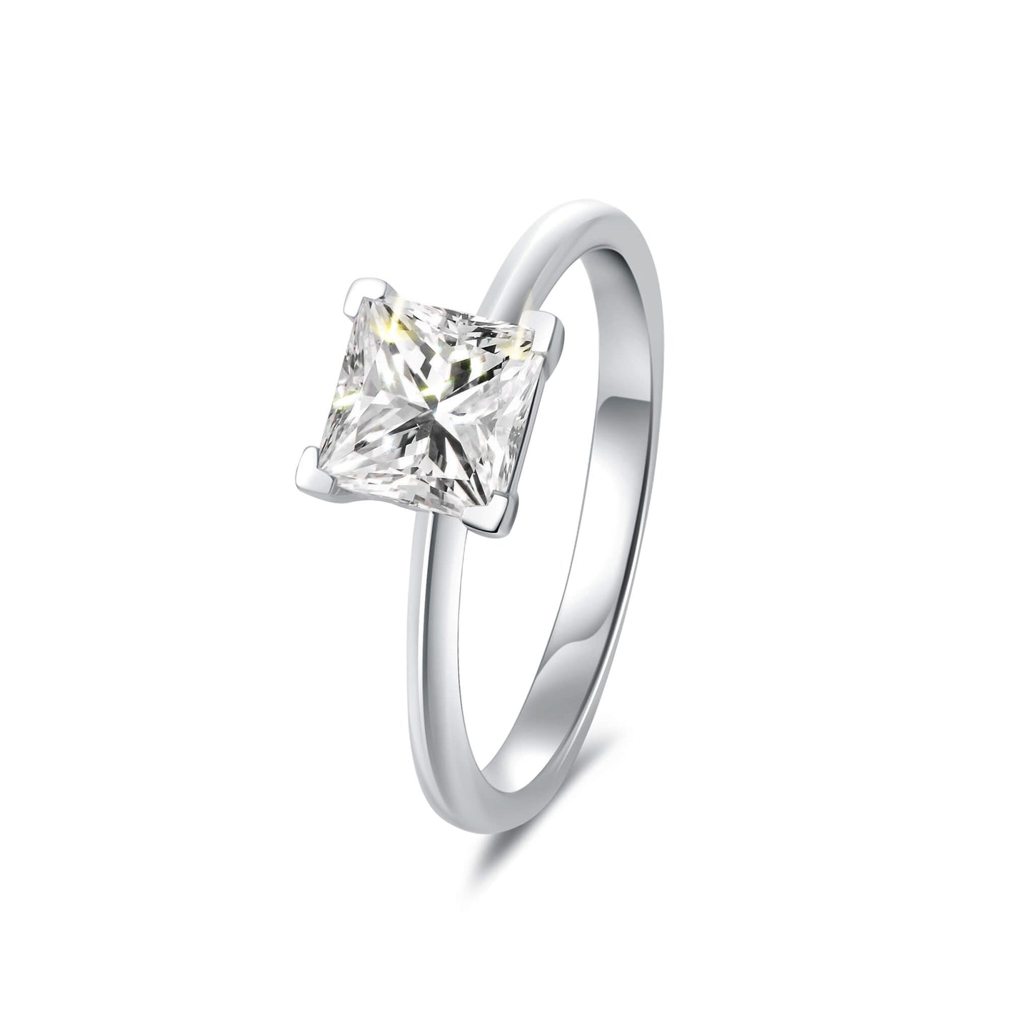 Solitaire Princess Lab Diamond Ring Platinum - Neoshine