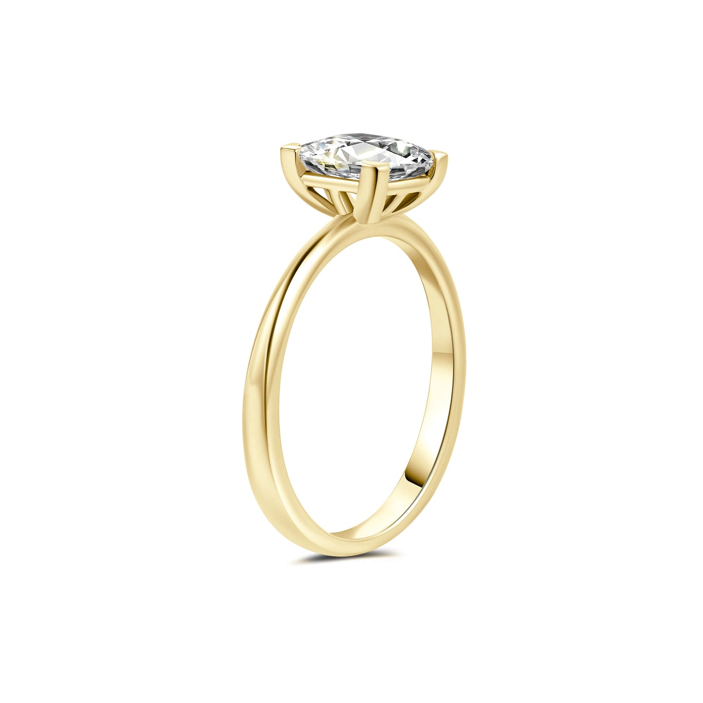 Solitaire Princess Lab Diamond Ring 18K Yellow Gold - Neoshine