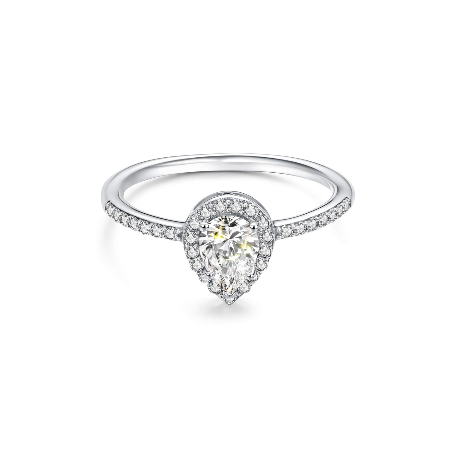 Halo Pear Lab Diamond Ring with Pave Platinum - Neoshine