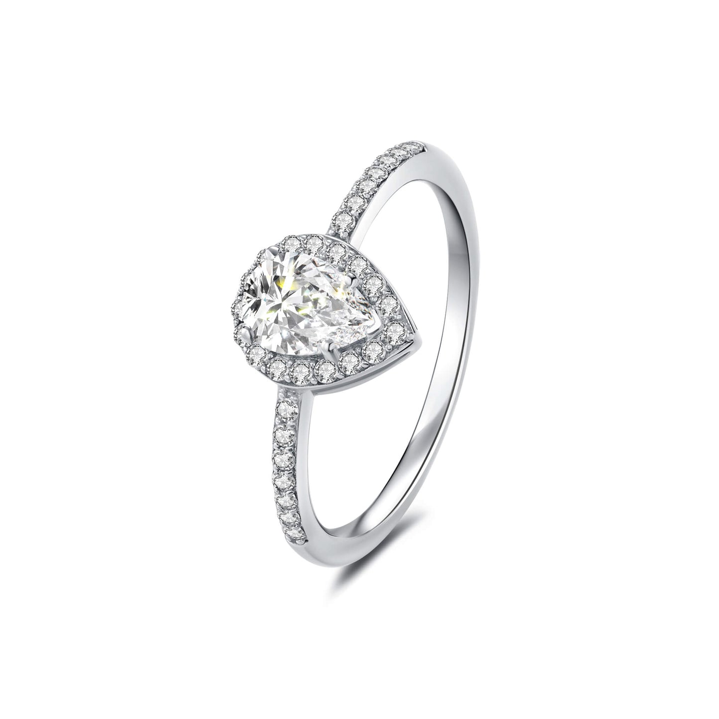 Halo Pear Lab Diamond Ring with Pave Platinum - Neoshine