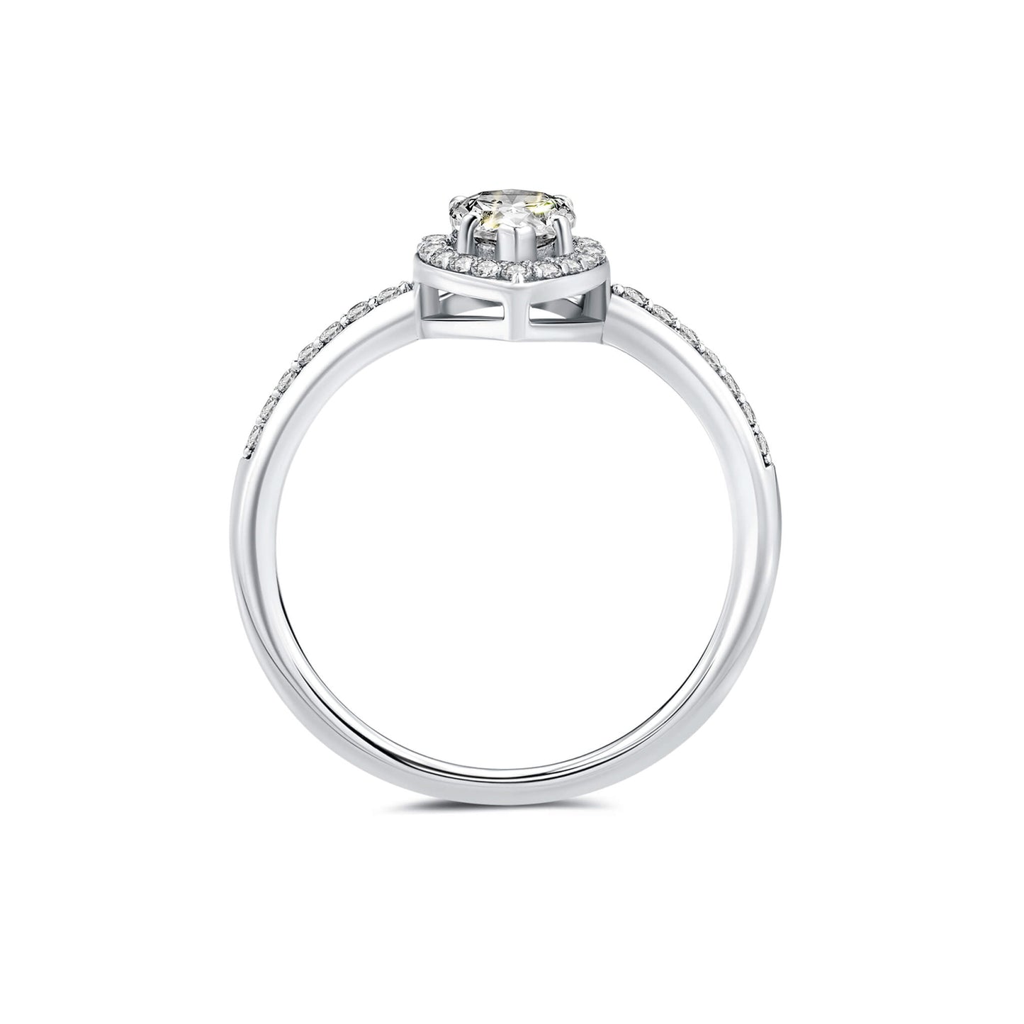 Halo Pear Lab Diamond Ring with Pave Platinum - Neoshine
