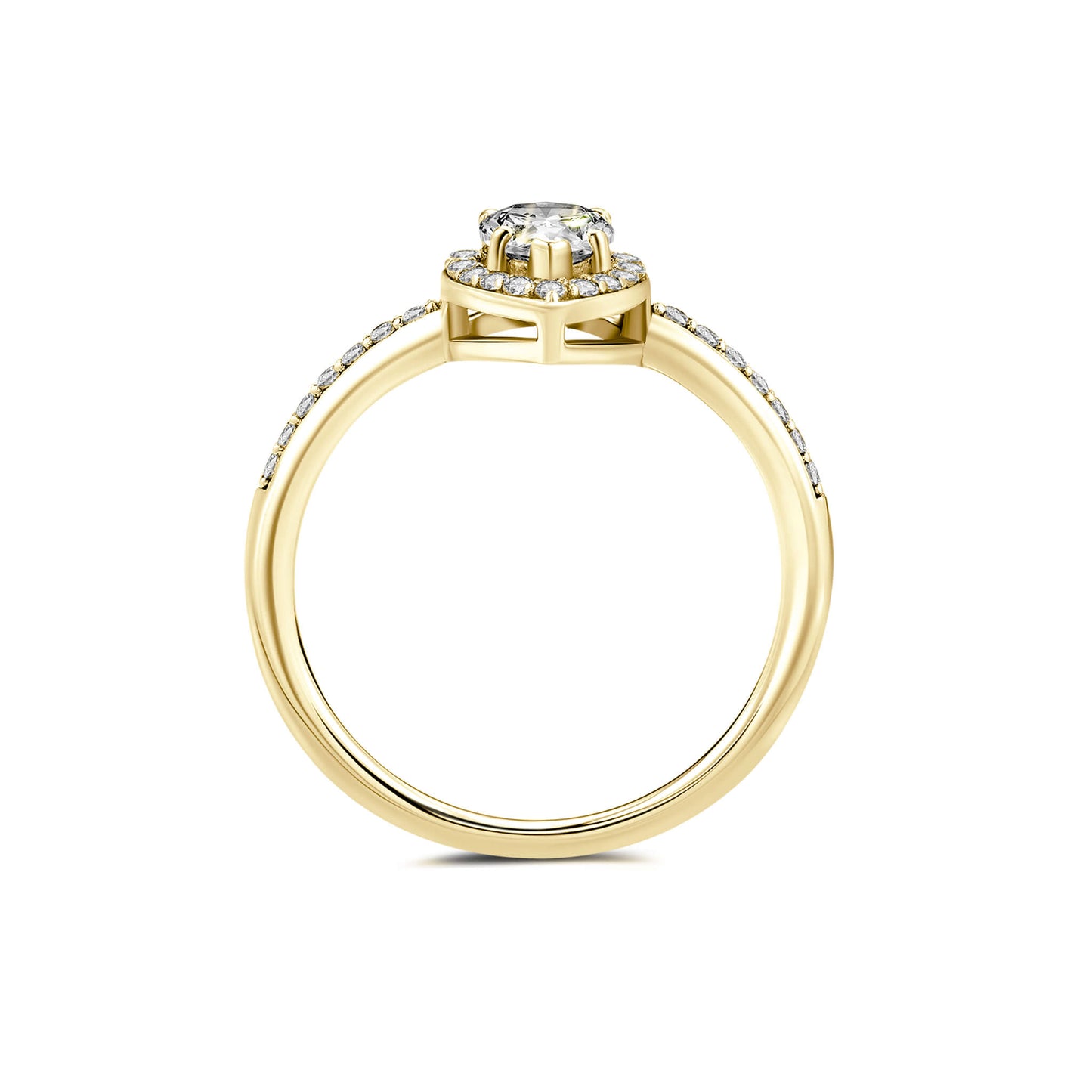 Halo Pear Lab Diamond Ring with Pave 18K Yellow Gold - Neoshine
