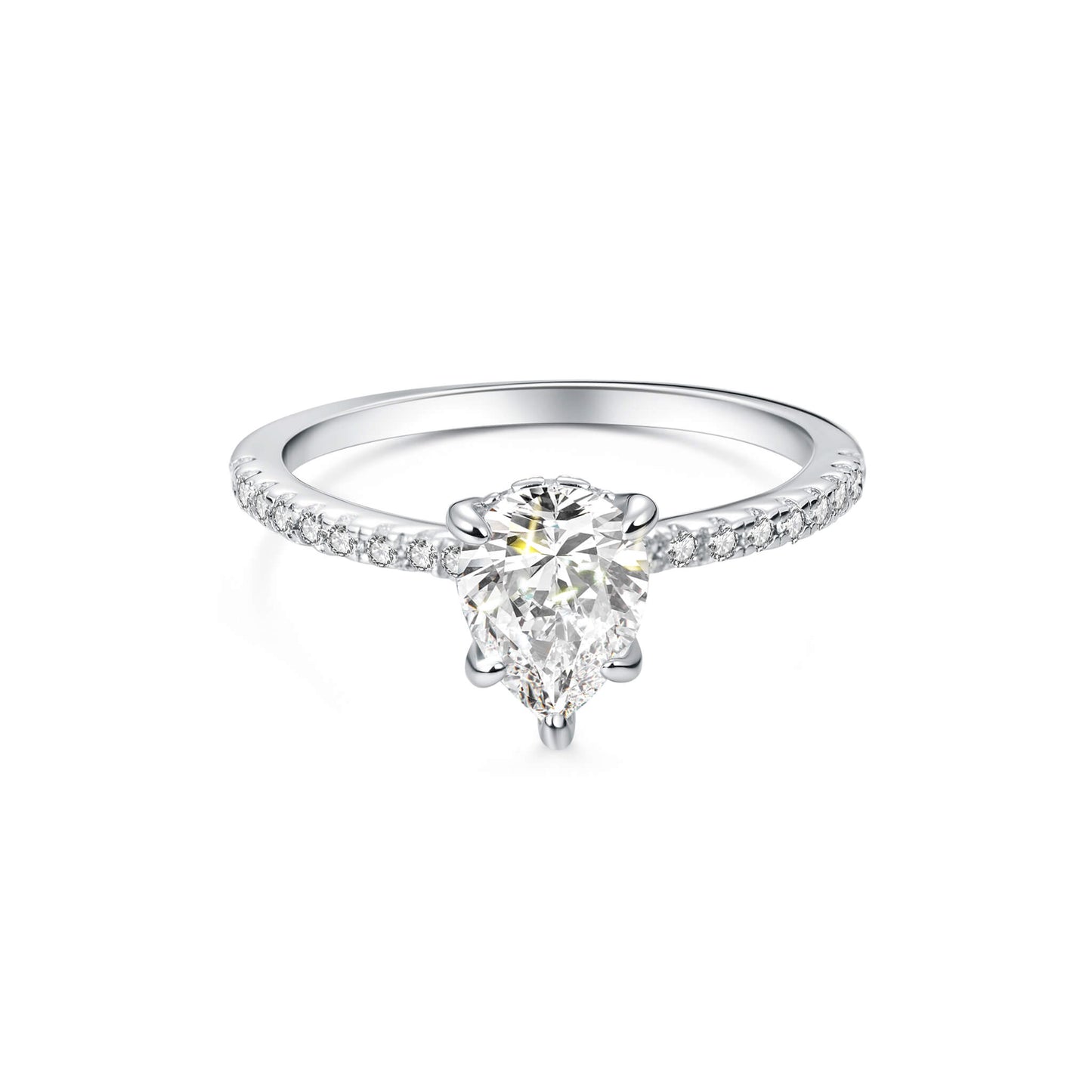 Hidden Halo Pear Lab Diamond Ring with Pave Platinum - Neoshine
