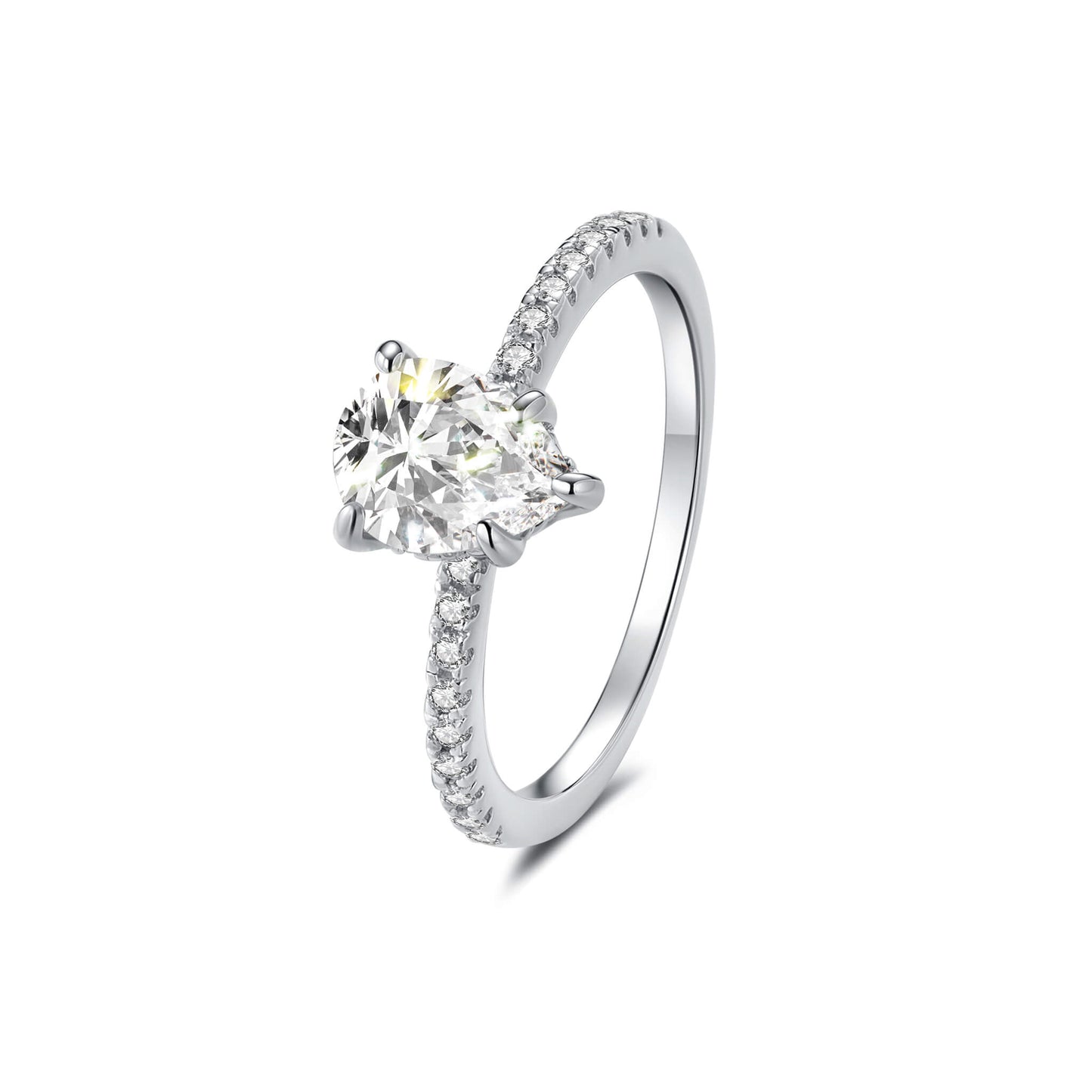 Hidden Halo Pear Lab Diamond Ring with Pave Platinum - Neoshine