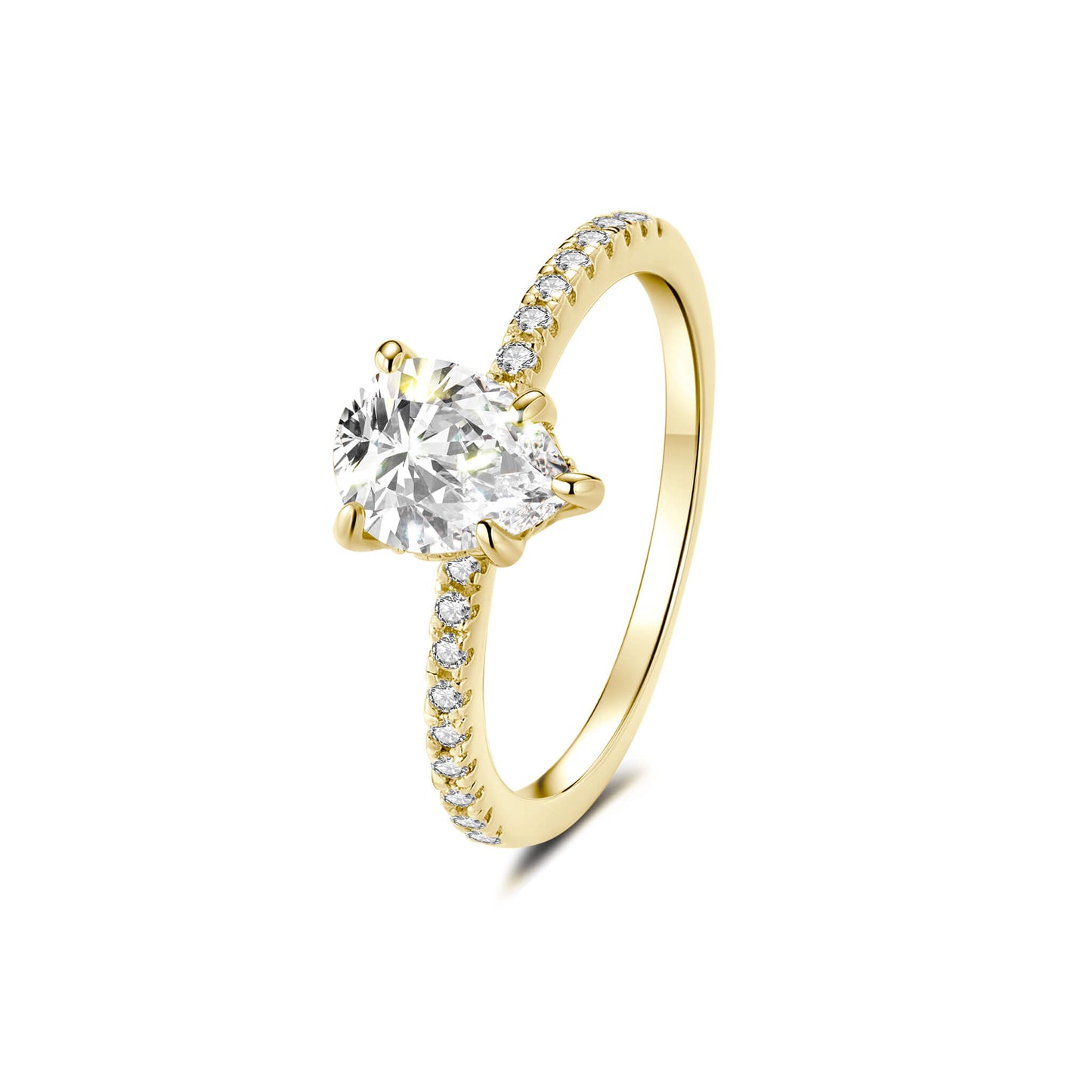 Hidden Halo Pear Lab Diamond Ring with Pave 18K Yellow Gold - Neoshine
