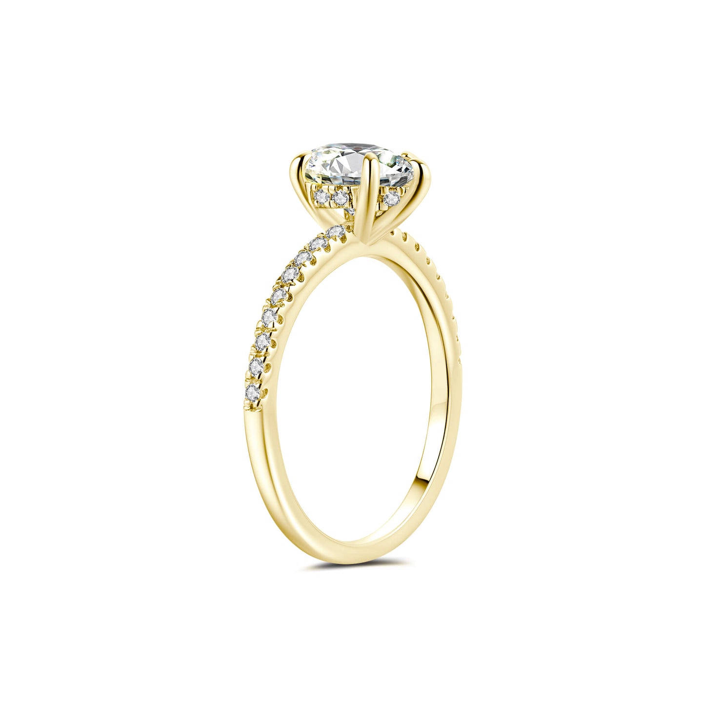 Hidden Halo Pear Lab Diamond Ring with Pave 18K Yellow Gold - Neoshine