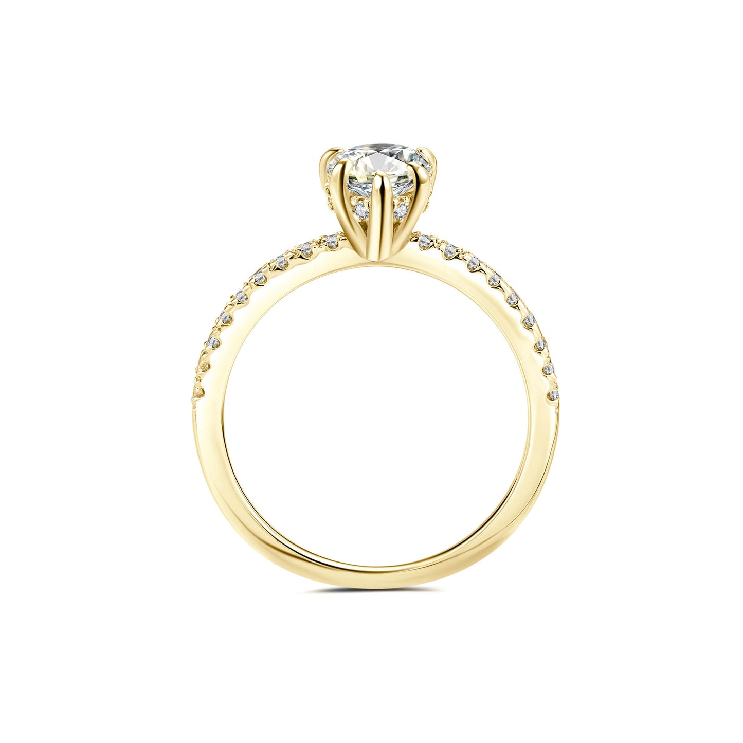 Hidden Halo Pear Lab Diamond Ring with Pave 18K Yellow Gold - Neoshine