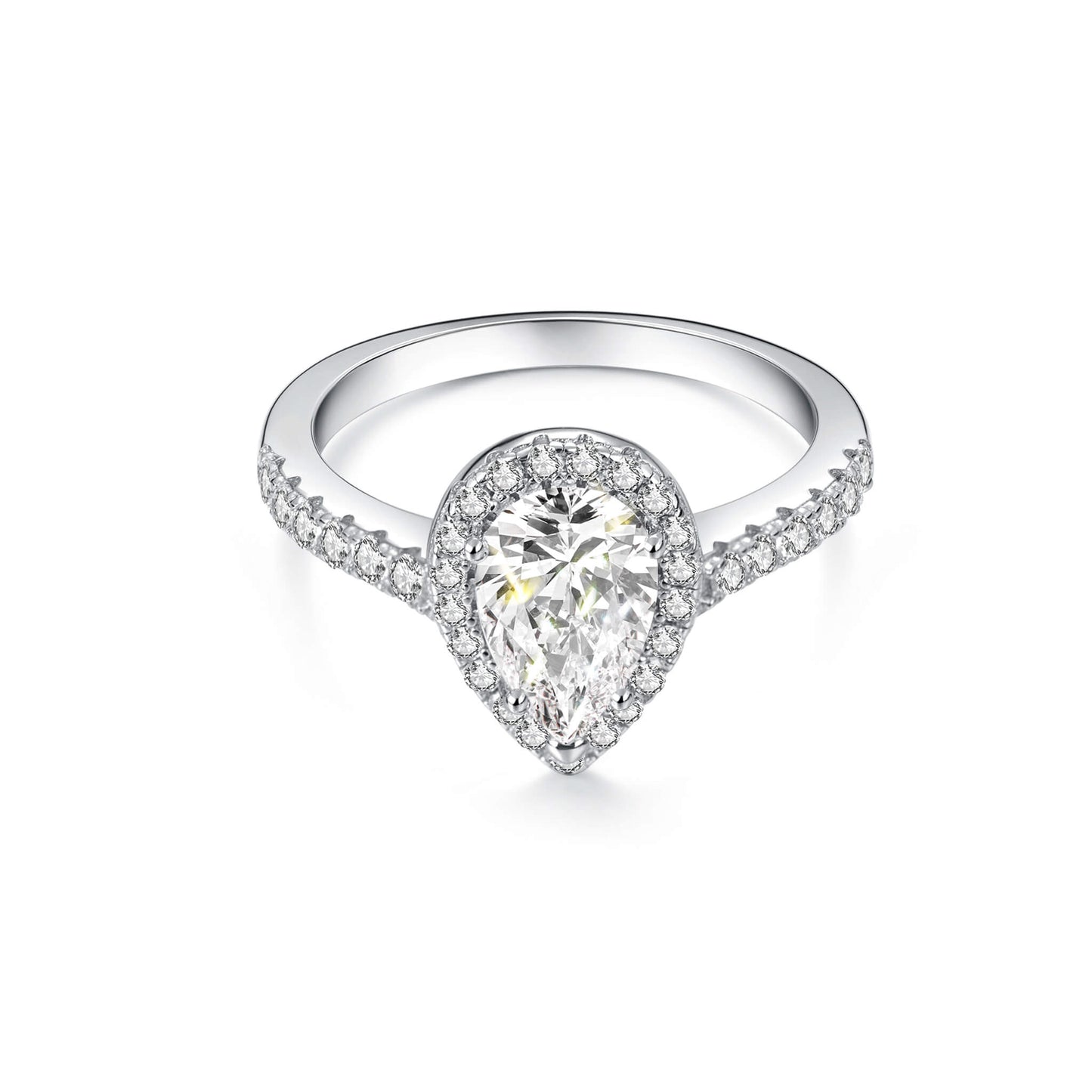 Halo Pear Lab Diamond Ring with Pave Platinum - Neoshine