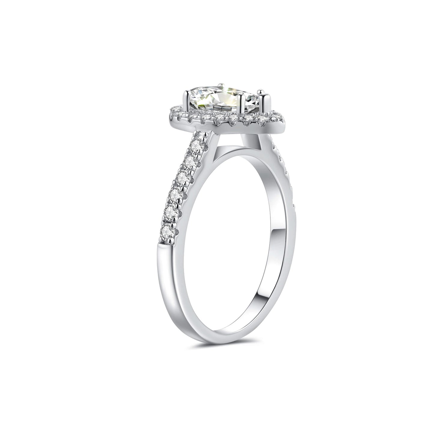 Halo Pear Lab Diamond Ring with Pave Platinum - Neoshine