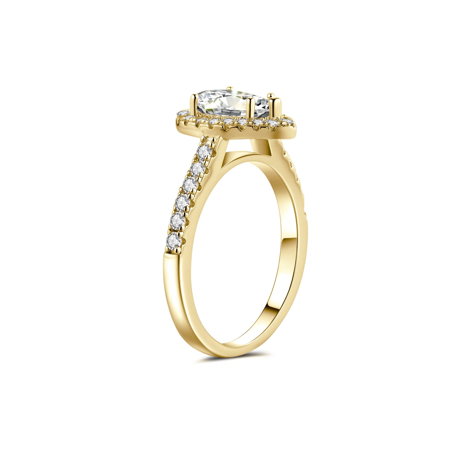 Halo Pear Lab Diamond Ring with Pave 18K Yellow Gold - Neoshine