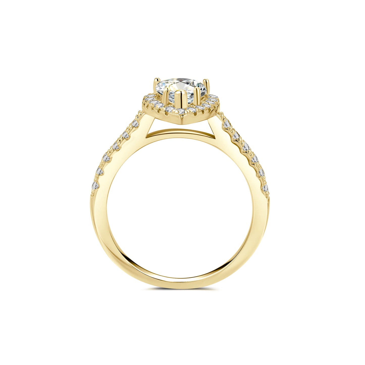 Halo Pear Lab Diamond Ring with Pave 18K Yellow Gold - Neoshine