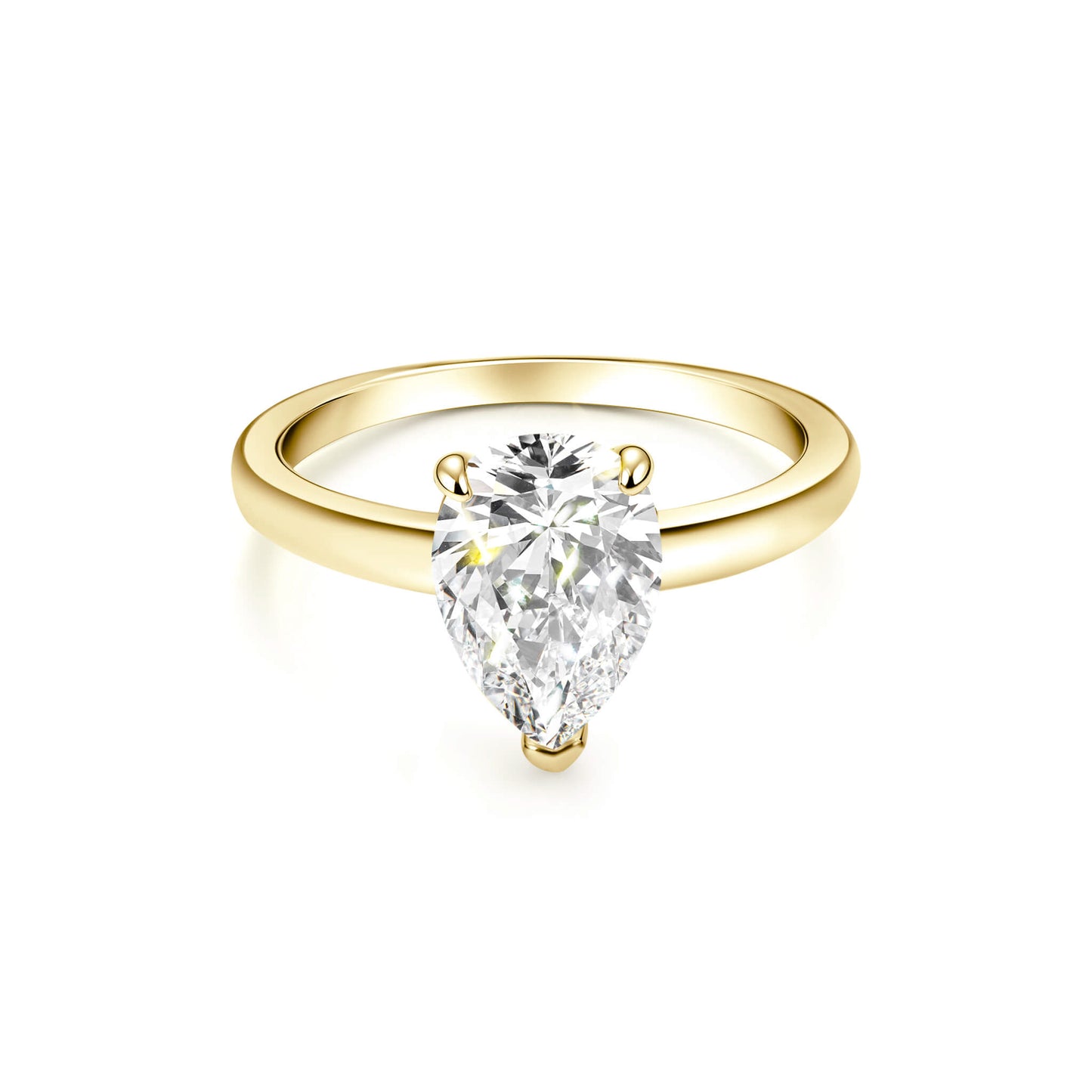 Solitaire Pear Lab Diamond Ring 18K Yellow Gold - Neoshine
