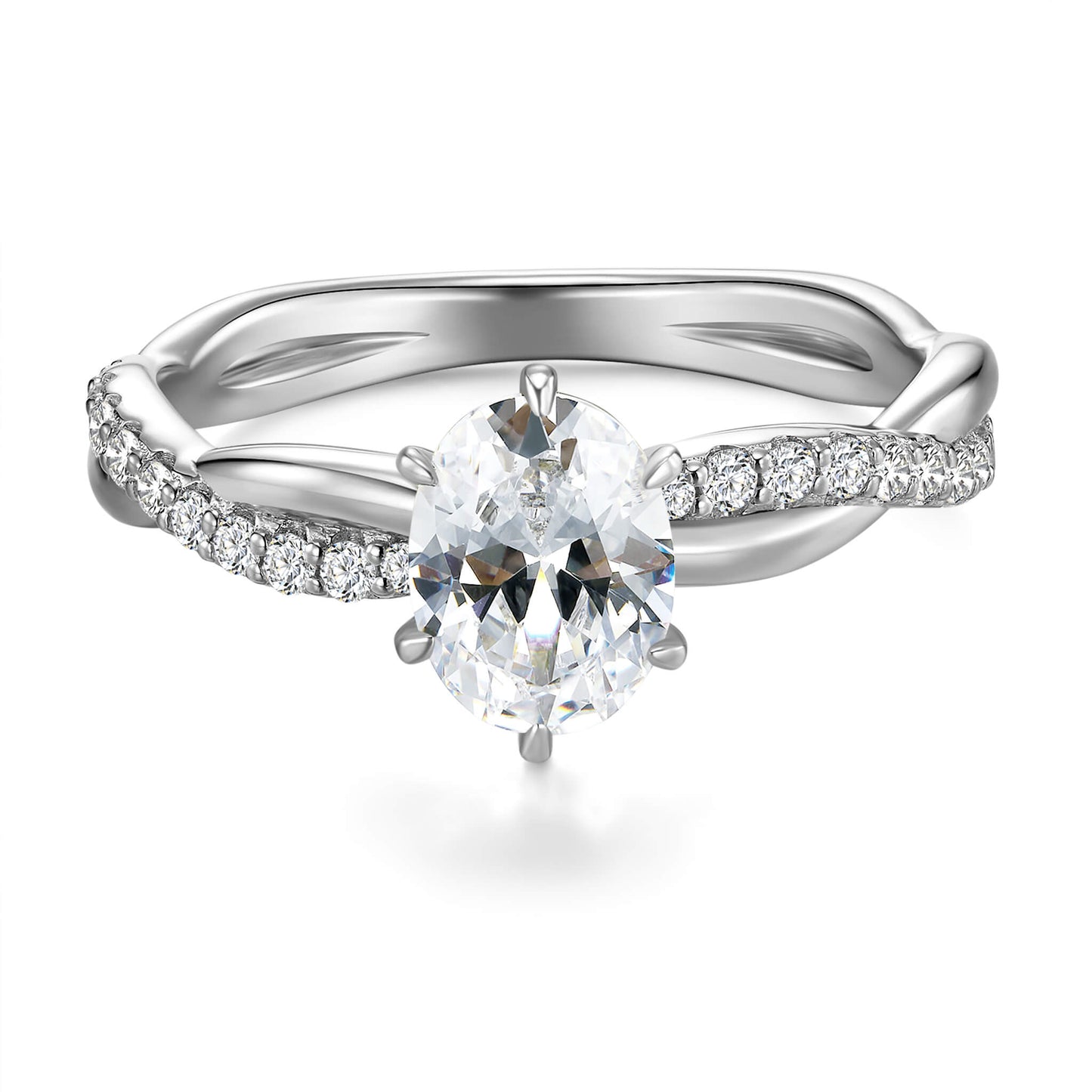 Hidden Halo Oval Lab Diamond Ring with Pave Platinum - Neoshine